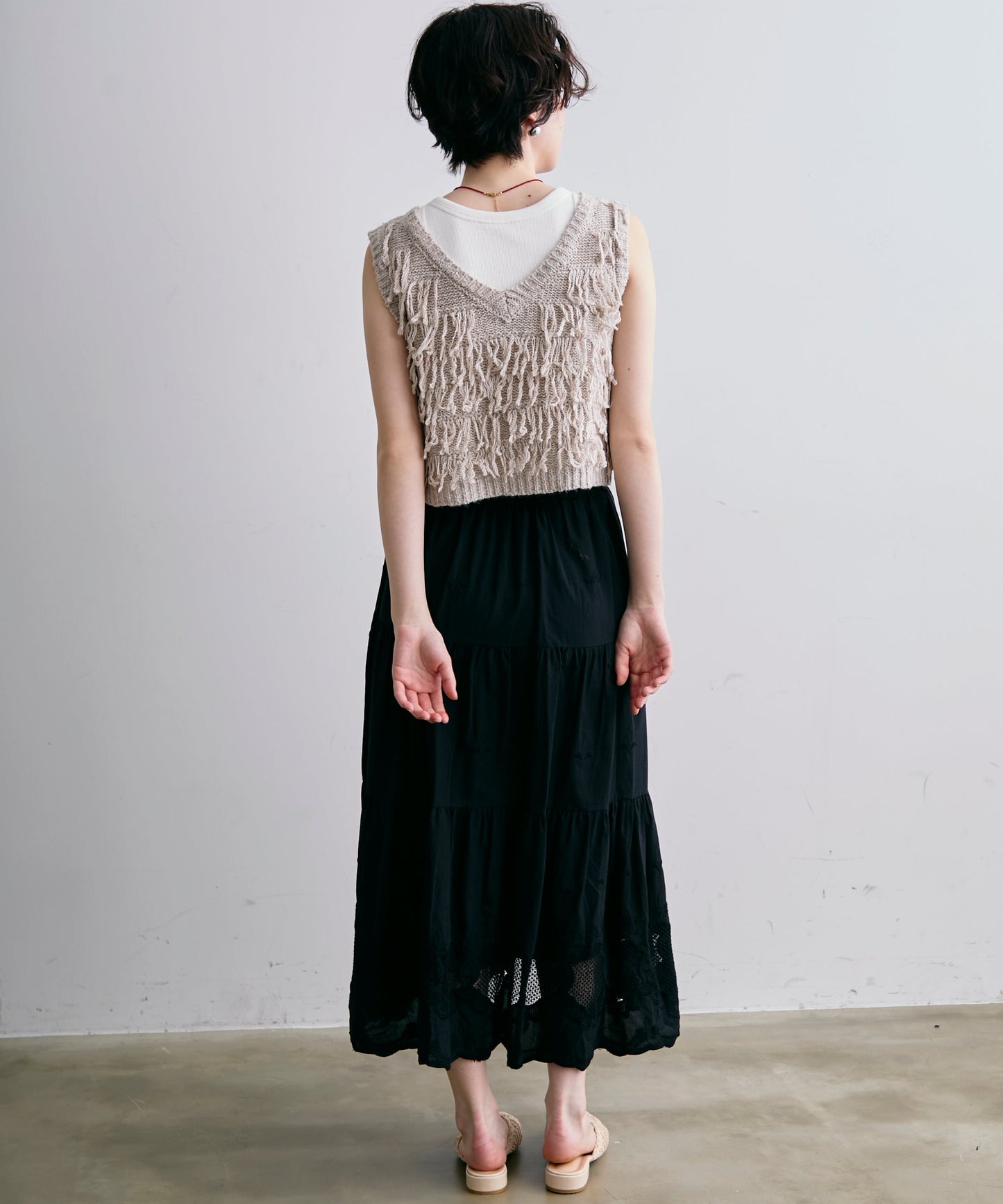 ニットフリンジベスト