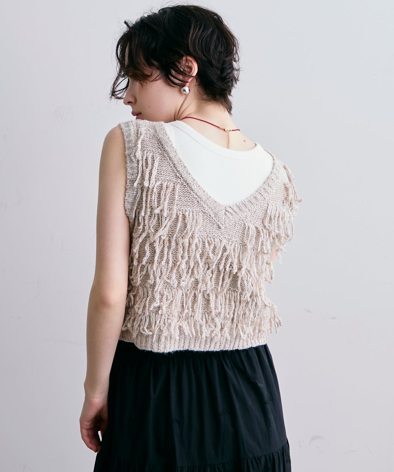 ニットフリンジベスト