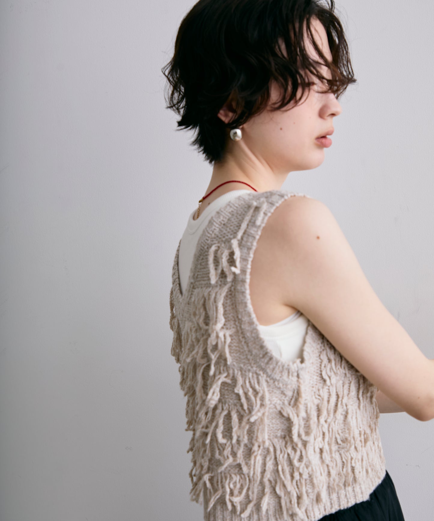 ニットフリンジベスト