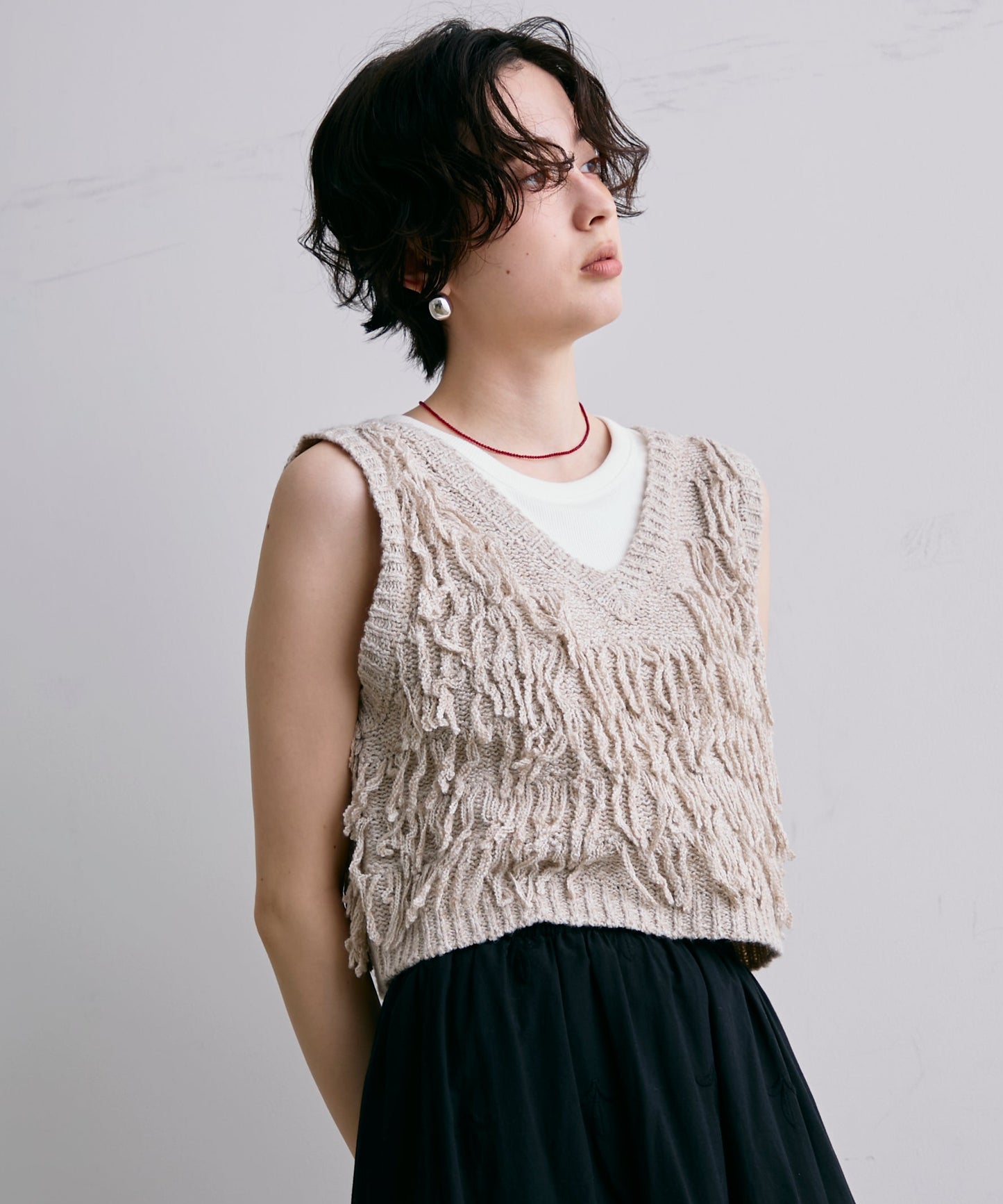 ニットフリンジベスト