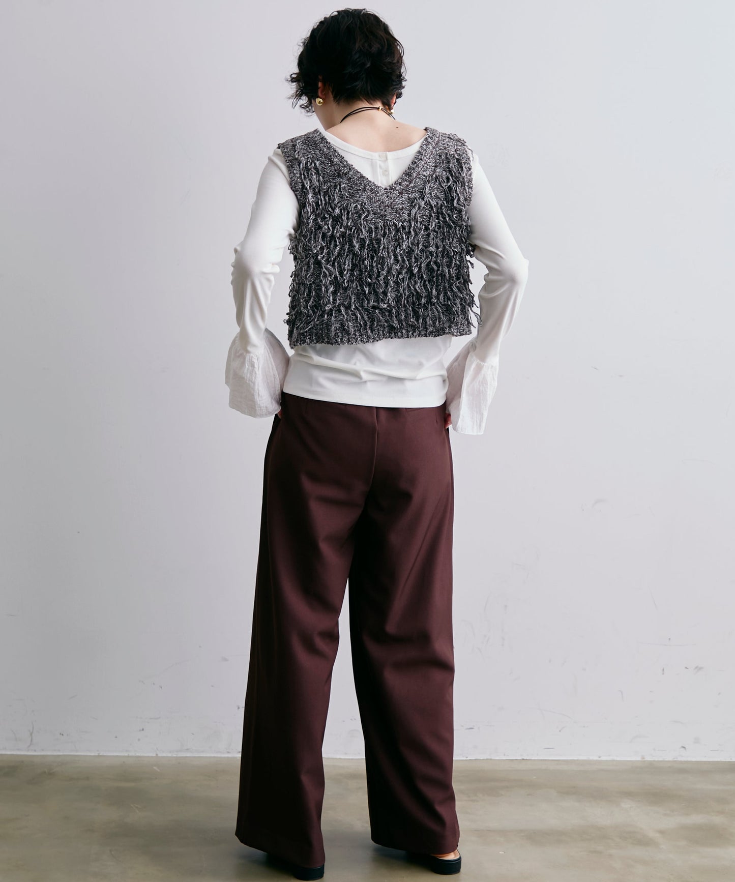 ニットフリンジベスト