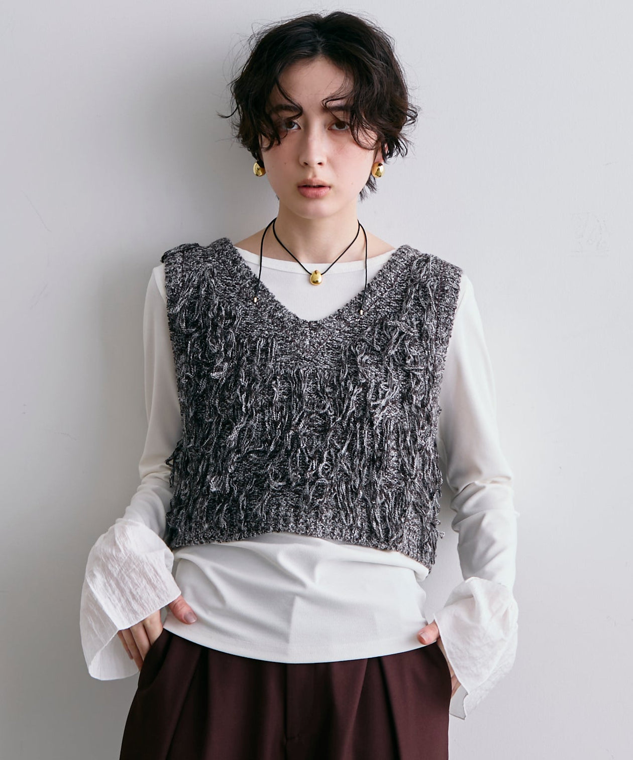 ニットフリンジベスト