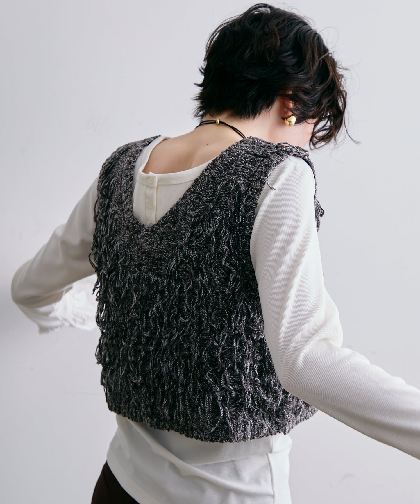 ニットフリンジベスト