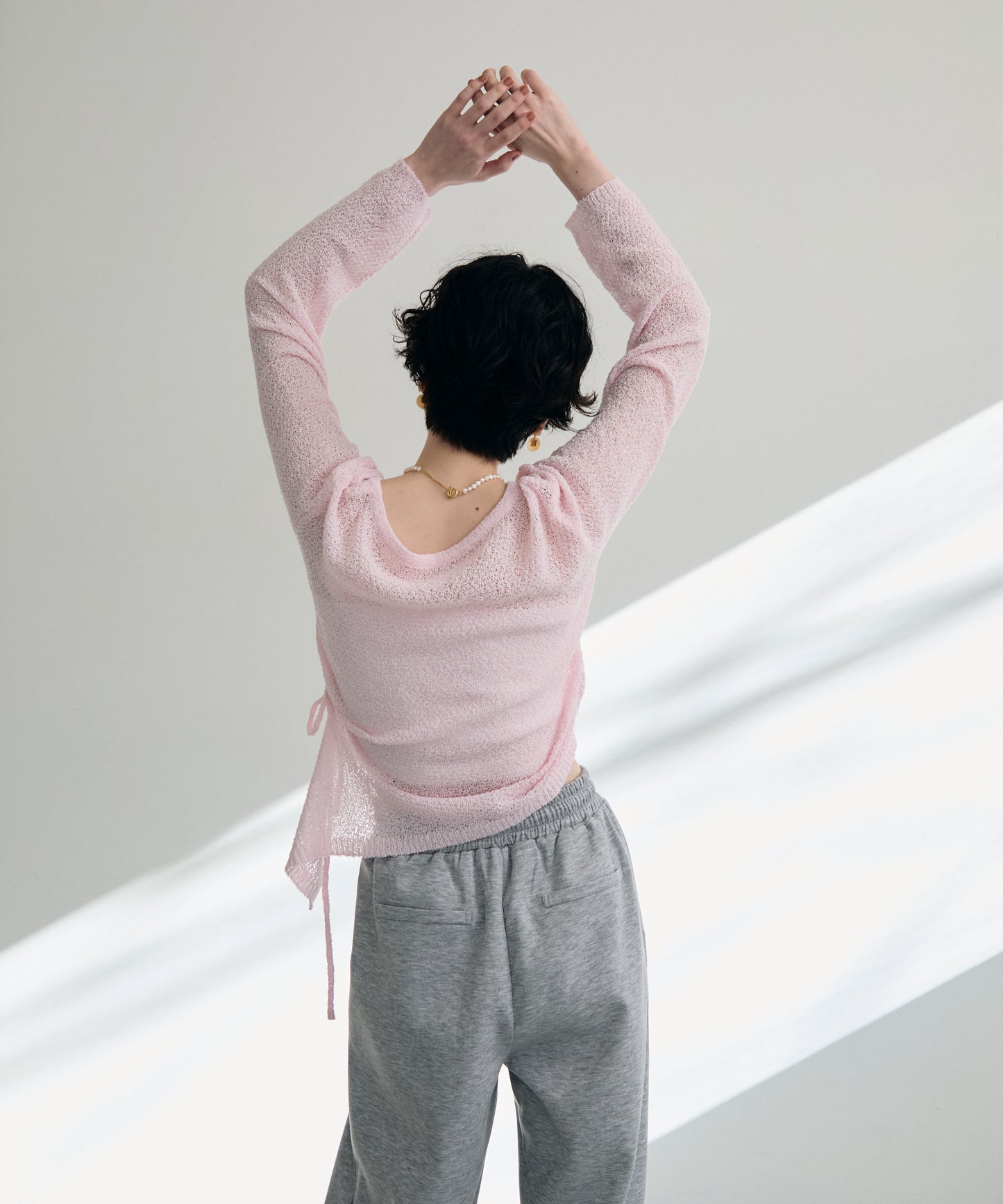 鹿の子編み脇ドロストプルオーバー