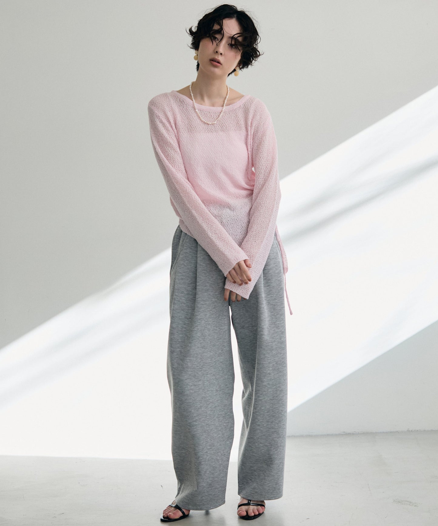 鹿の子編み脇ドロストプルオーバー