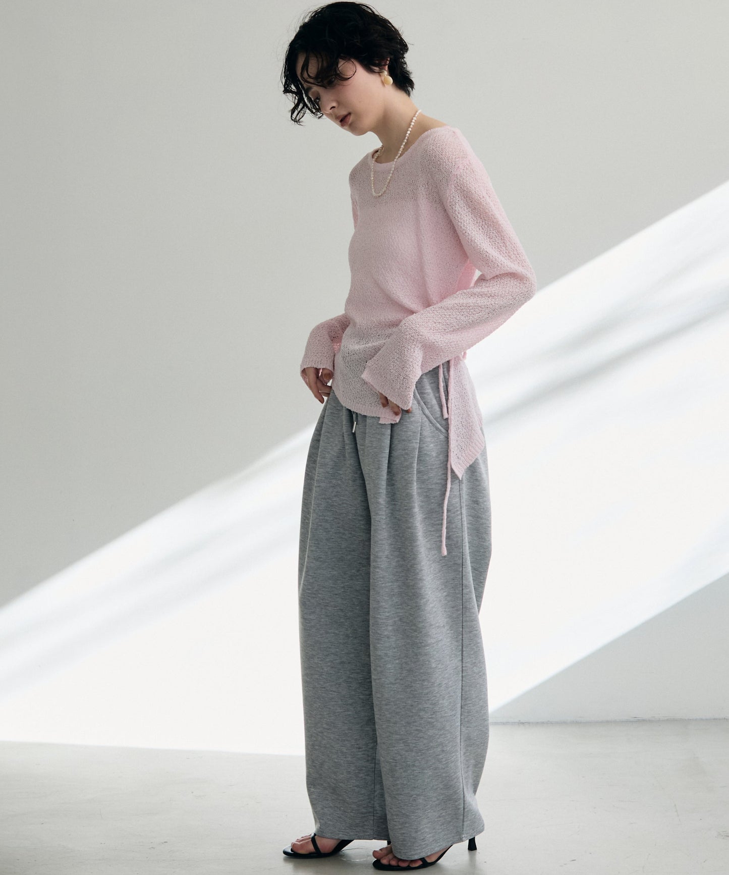 鹿の子編み脇ドロストプルオーバー