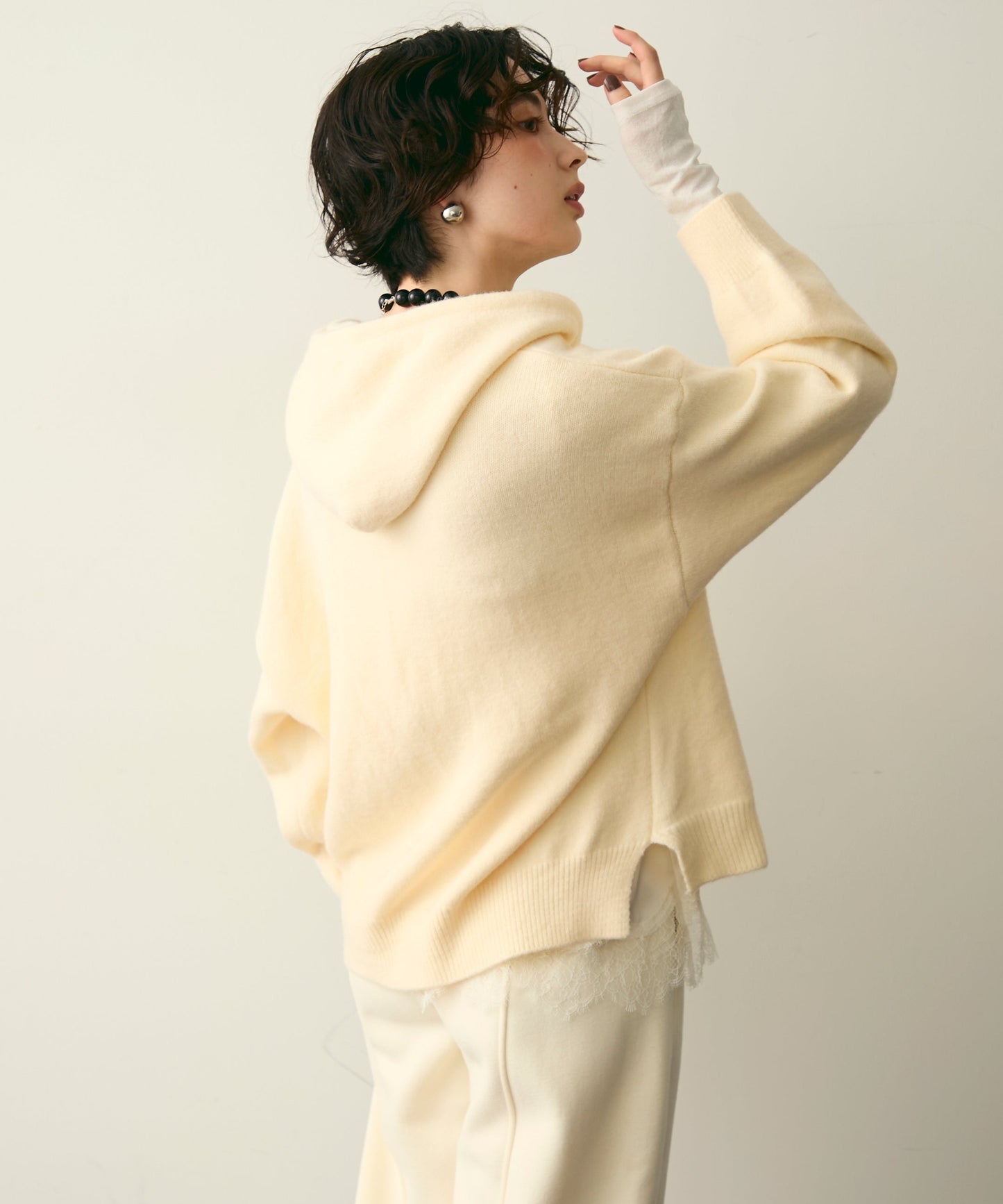 メランジニットZIPパーカー