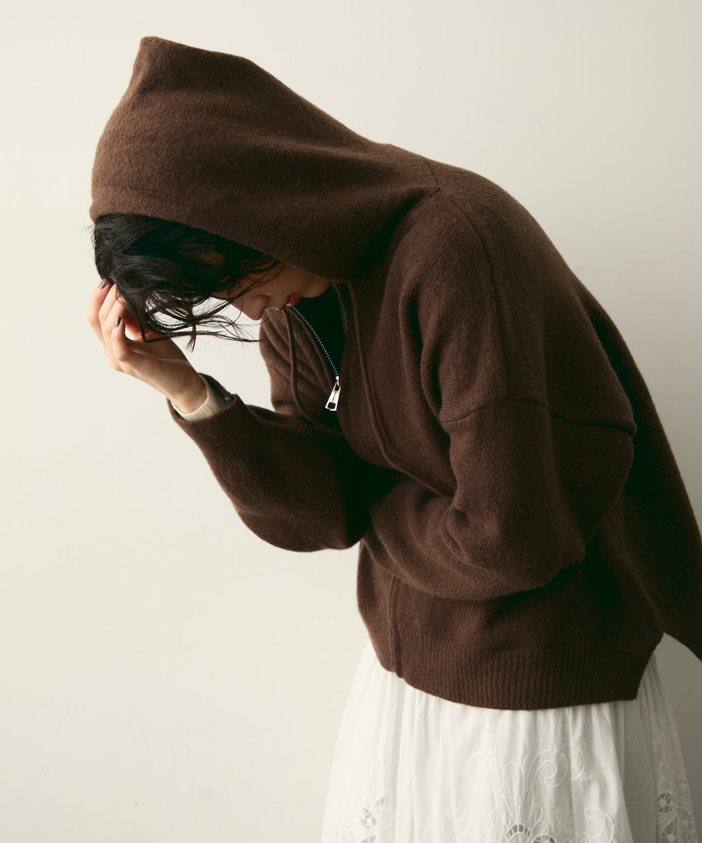 メランジニットZIPパーカー