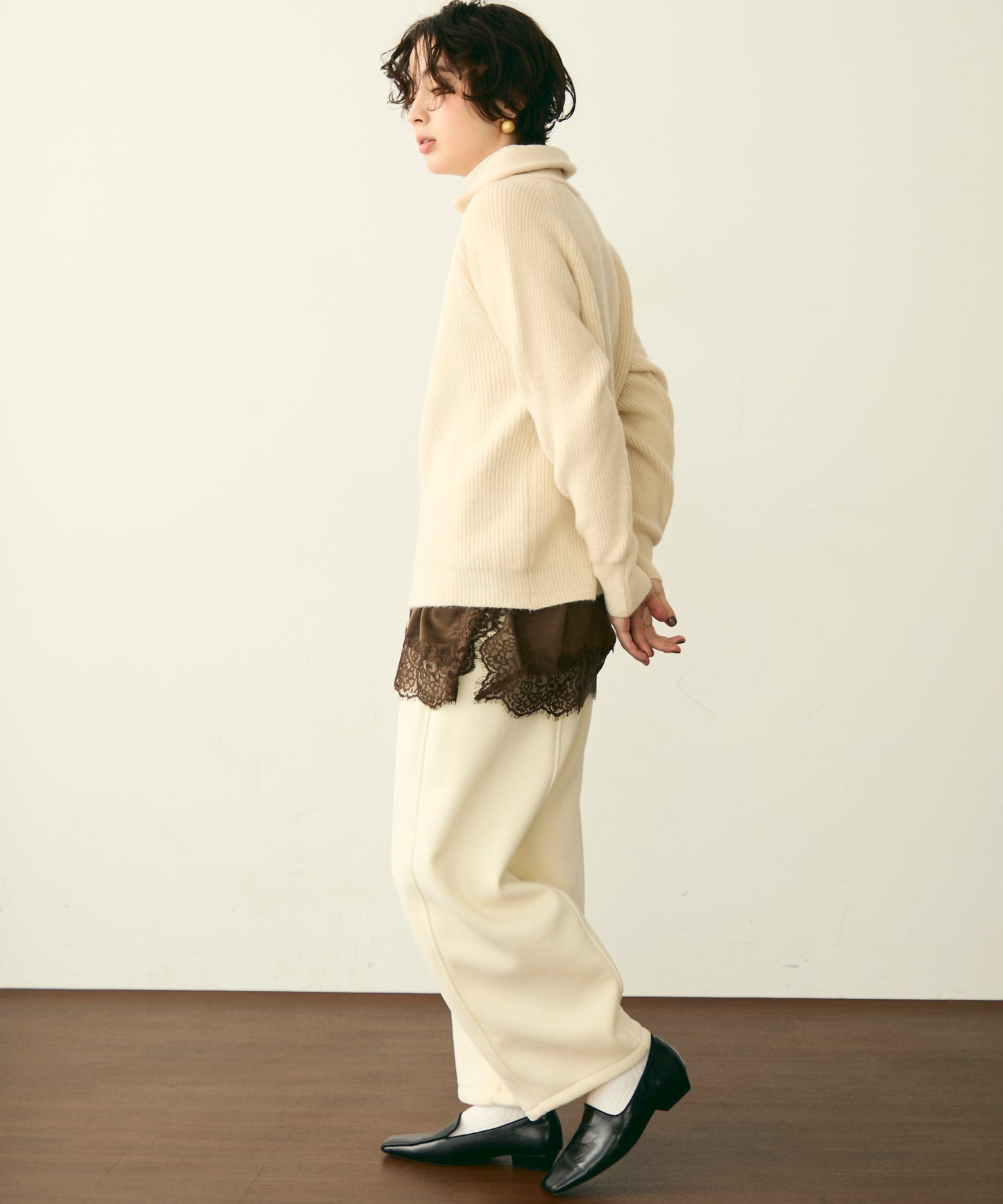 ハイネックダブルZIPラグランニットカーディガン