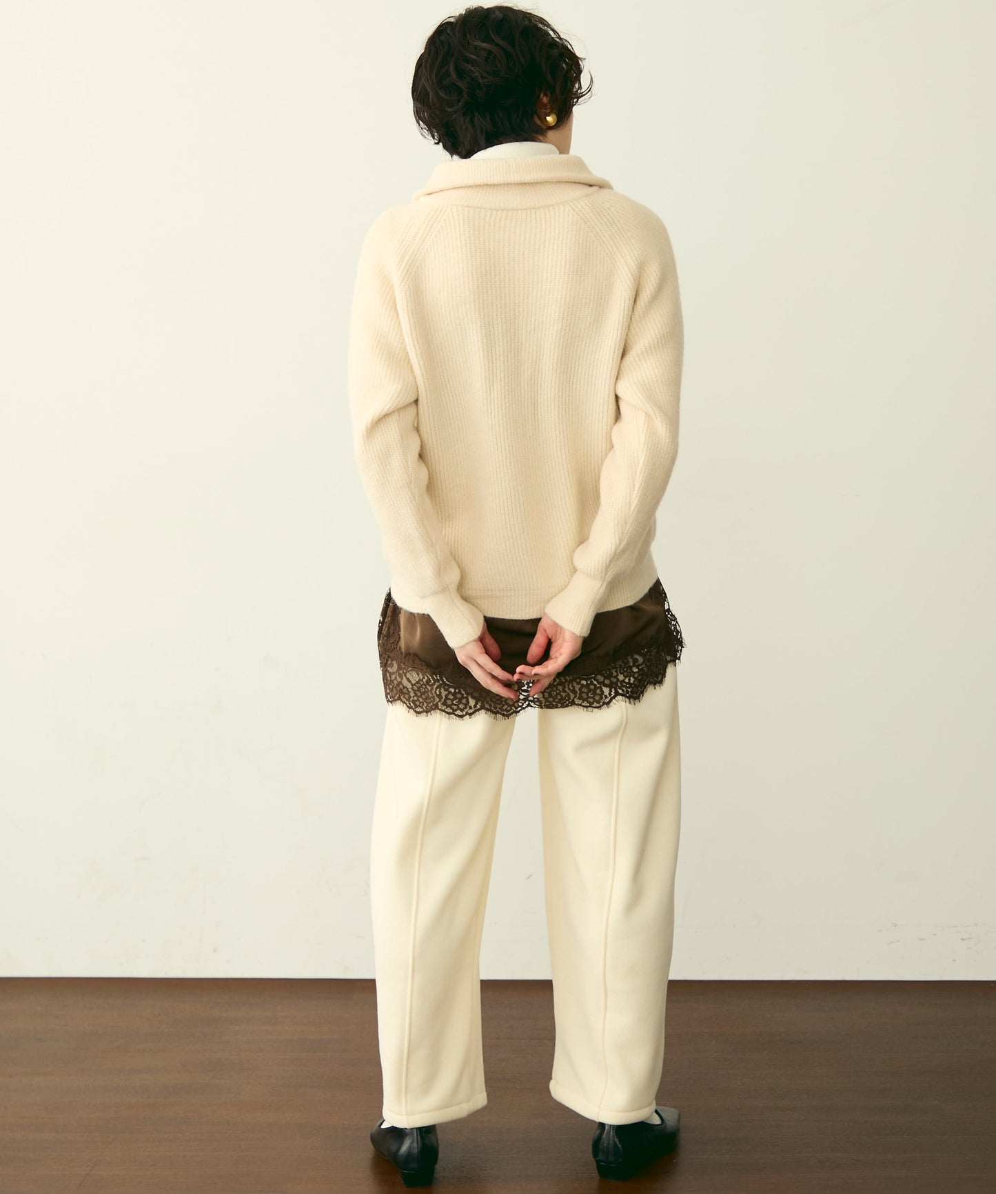 ハイネックダブルZIPラグランニットカーディガン