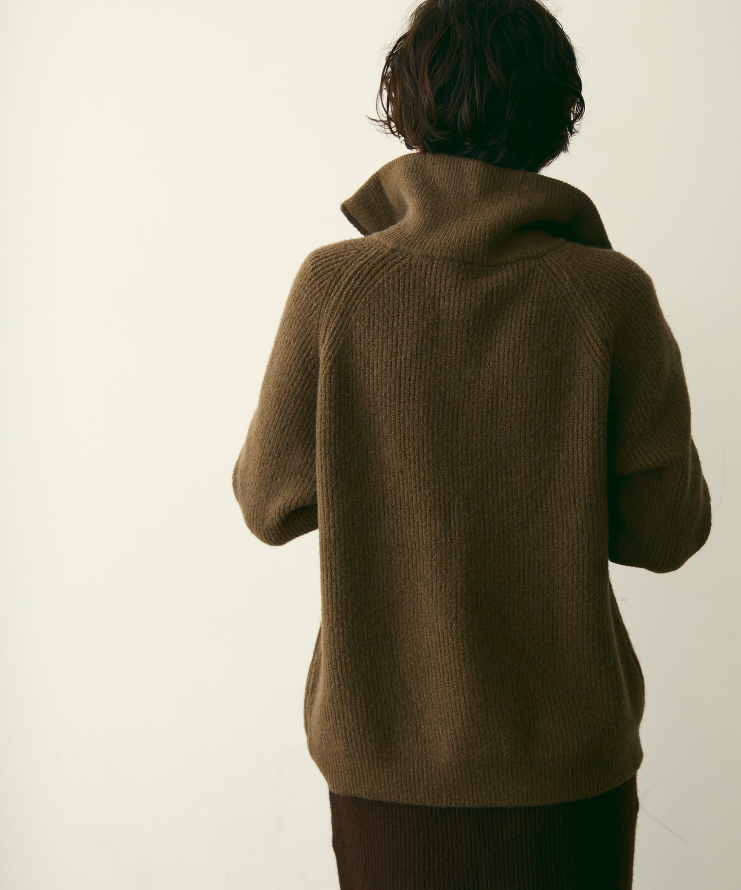 ハイネックダブルZIPラグランニットカーディガン