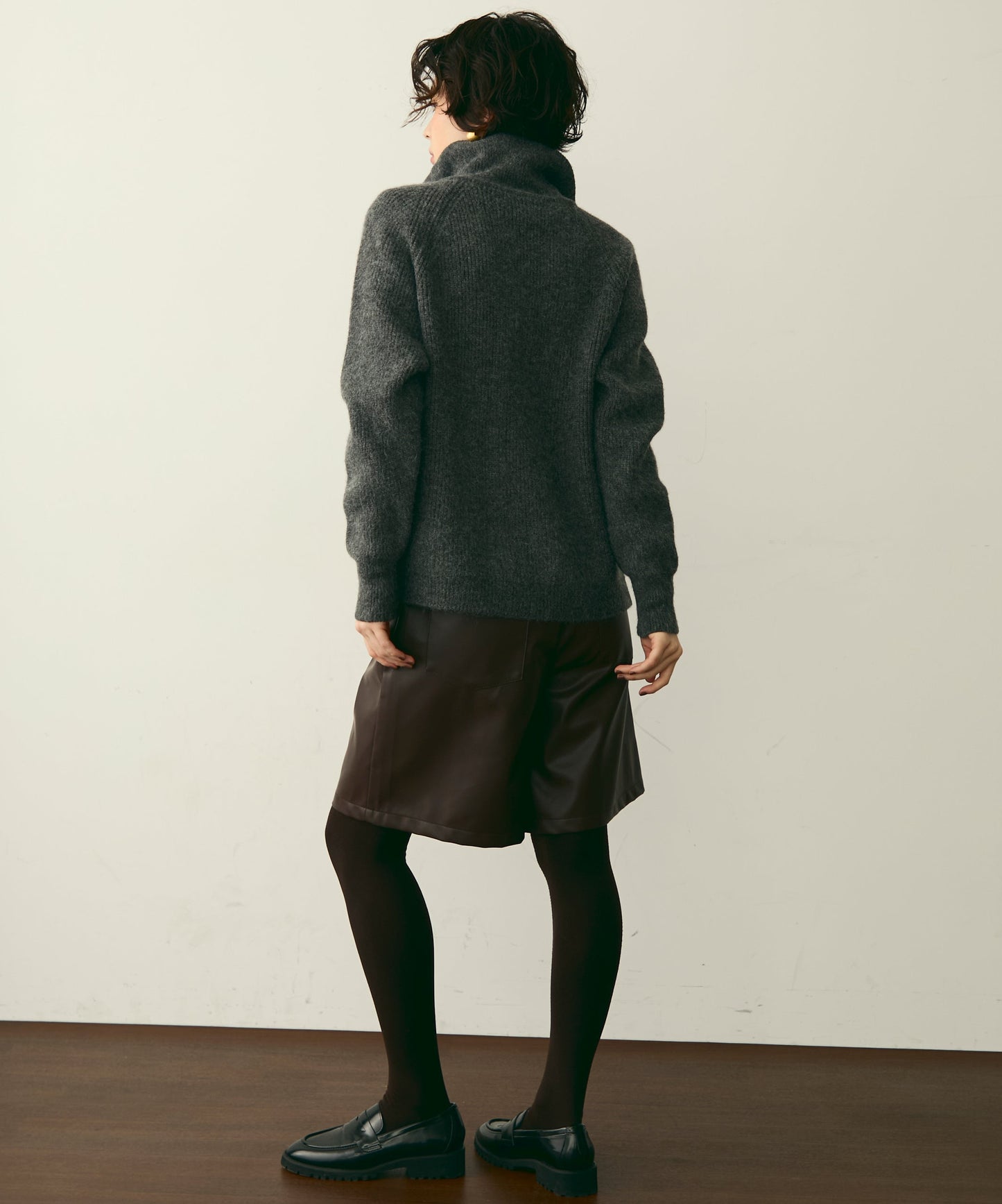 ハイネックダブルZIPラグランニットカーディガン