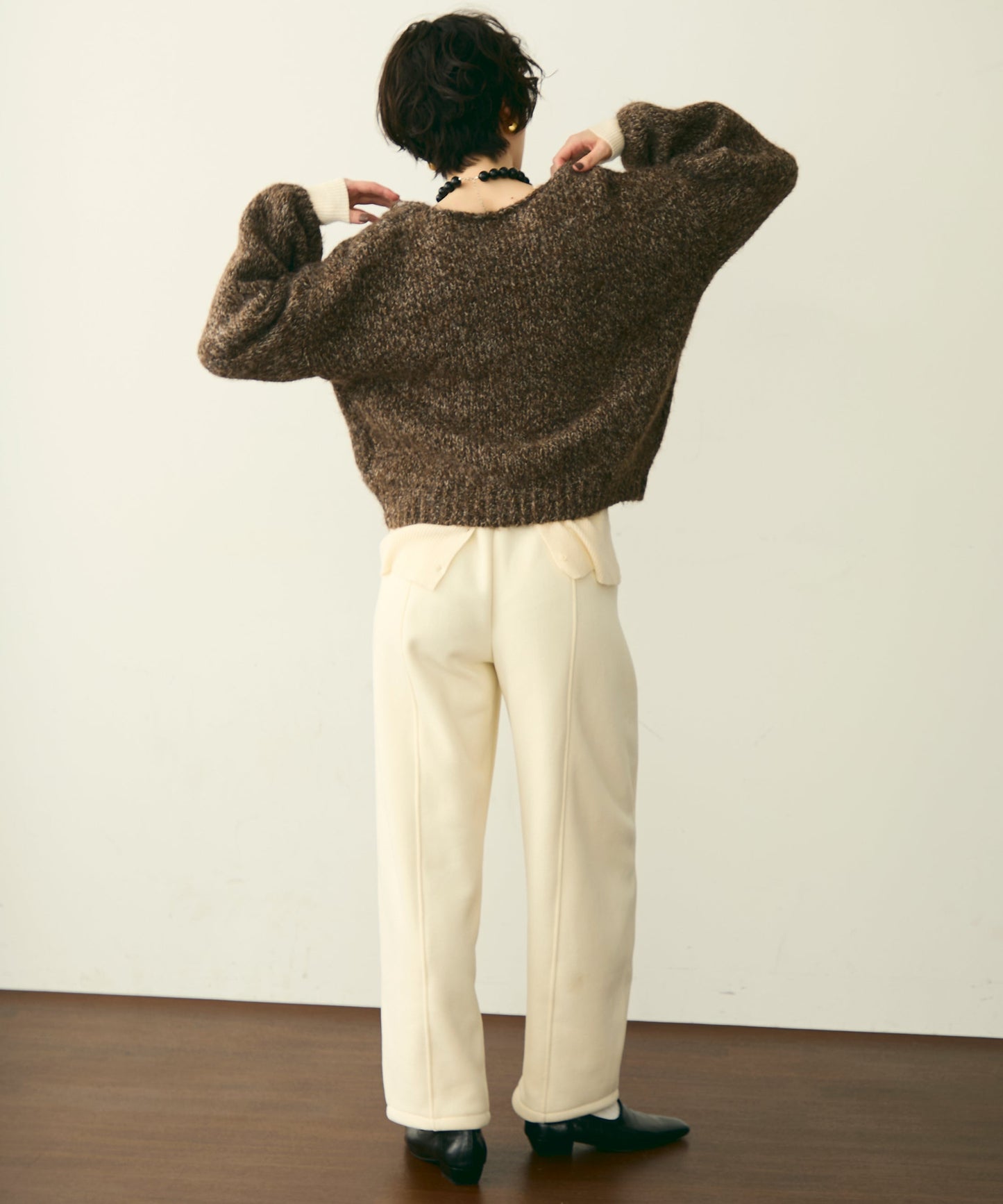 メランジVネックニットプルオーバー