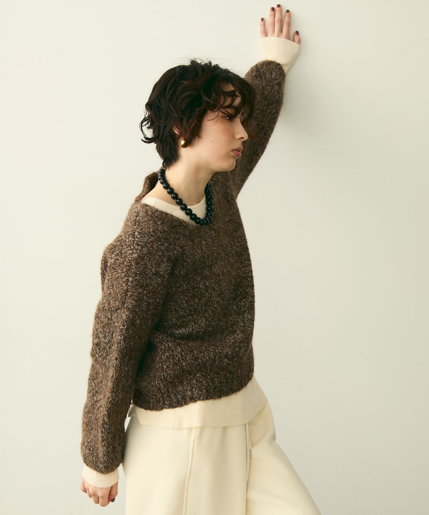 メランジVネックニットプルオーバー