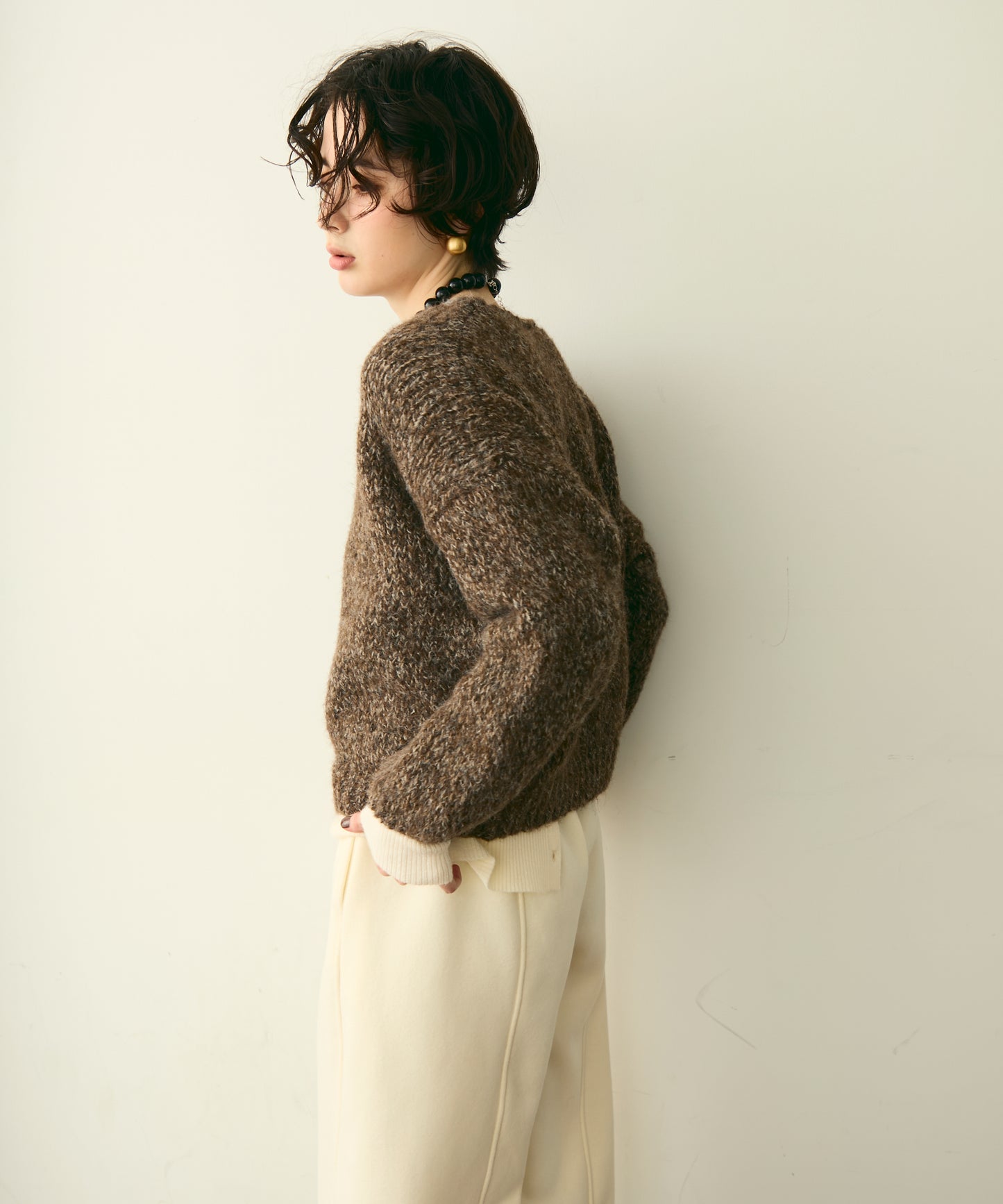 メランジVネックニットプルオーバー