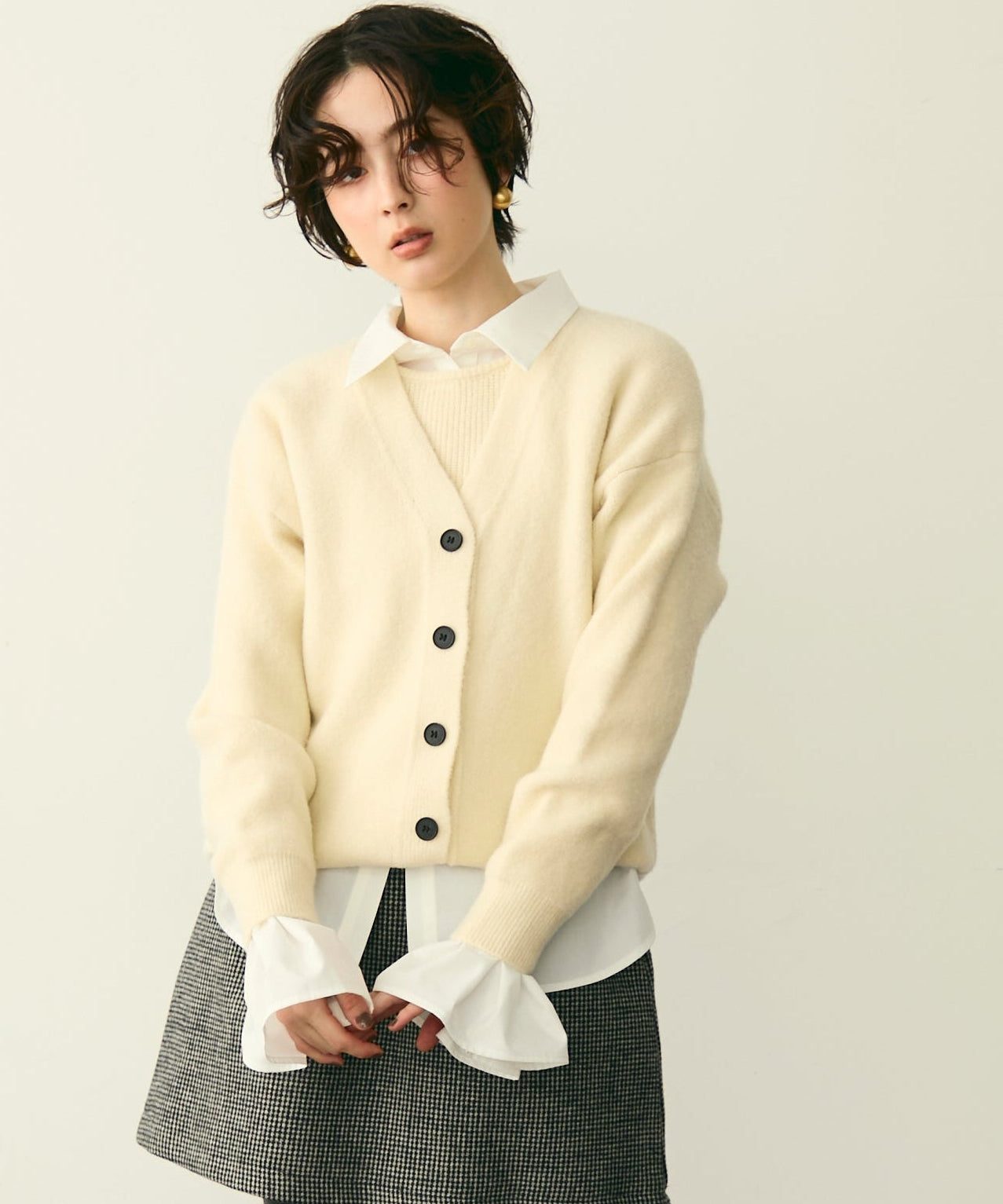 フレンチニット＋ニットカーディガン