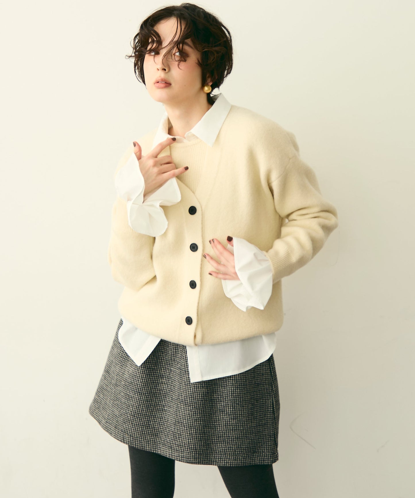 フレンチニット＋ニットカーディガン