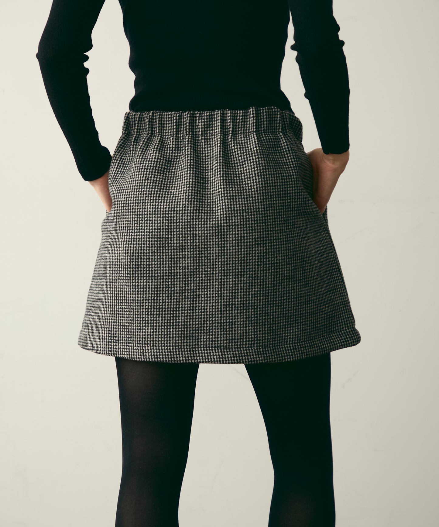 【裏起毛】ツイードギャザーミニスカート