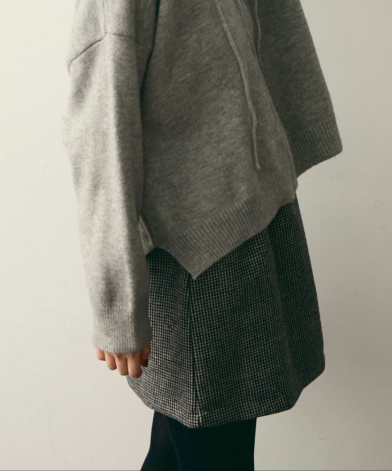 【裏起毛】ツイードギャザーミニスカート