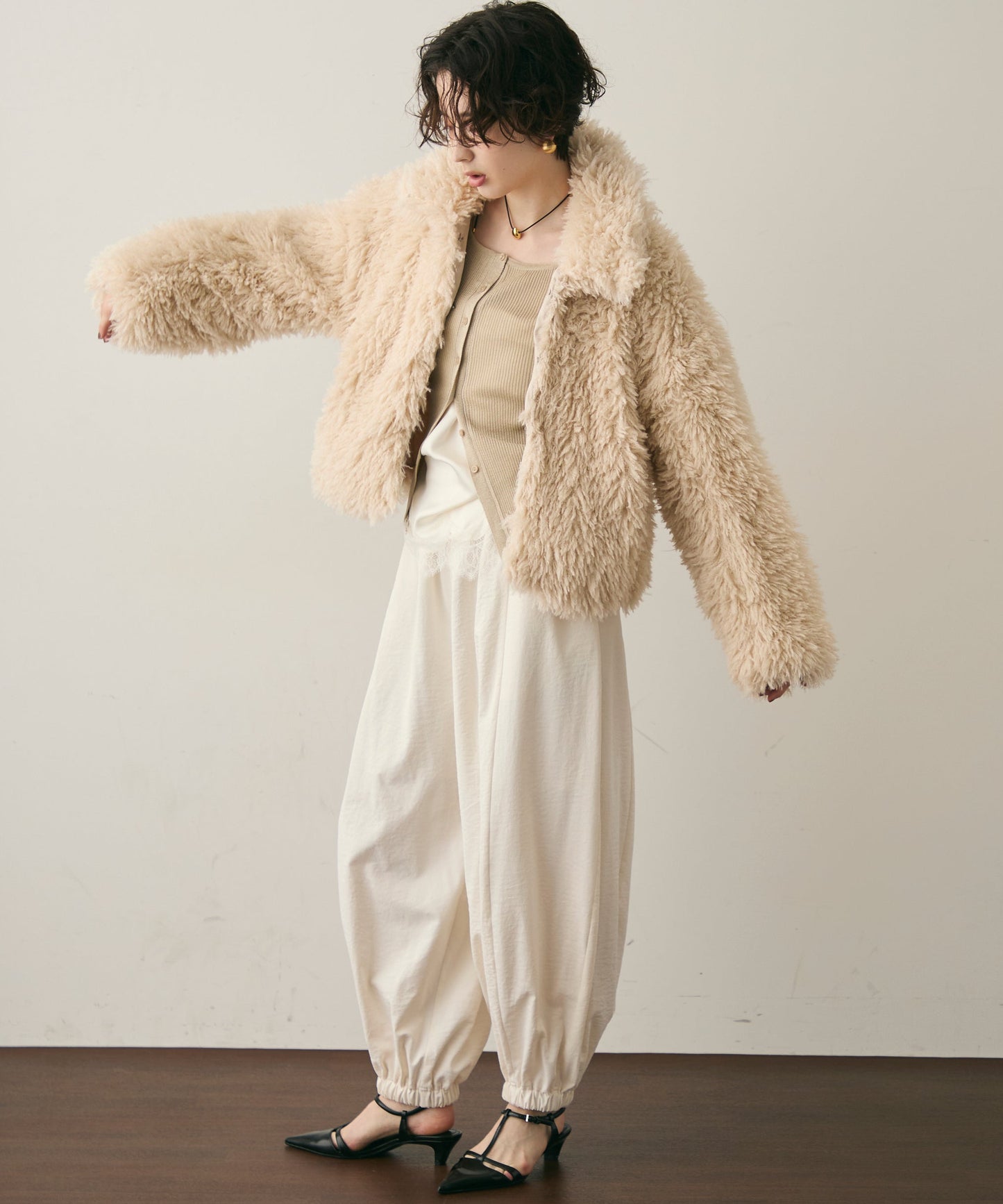 プードルボア2WAYカラーショートジャケット