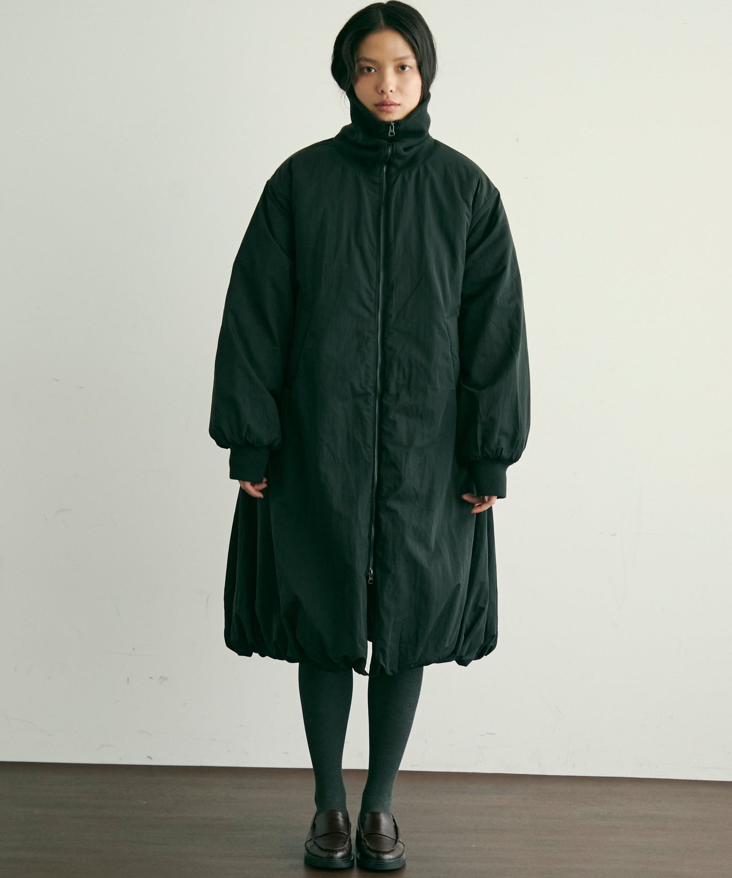 T/Nタフタ中わたバルーンリブコート