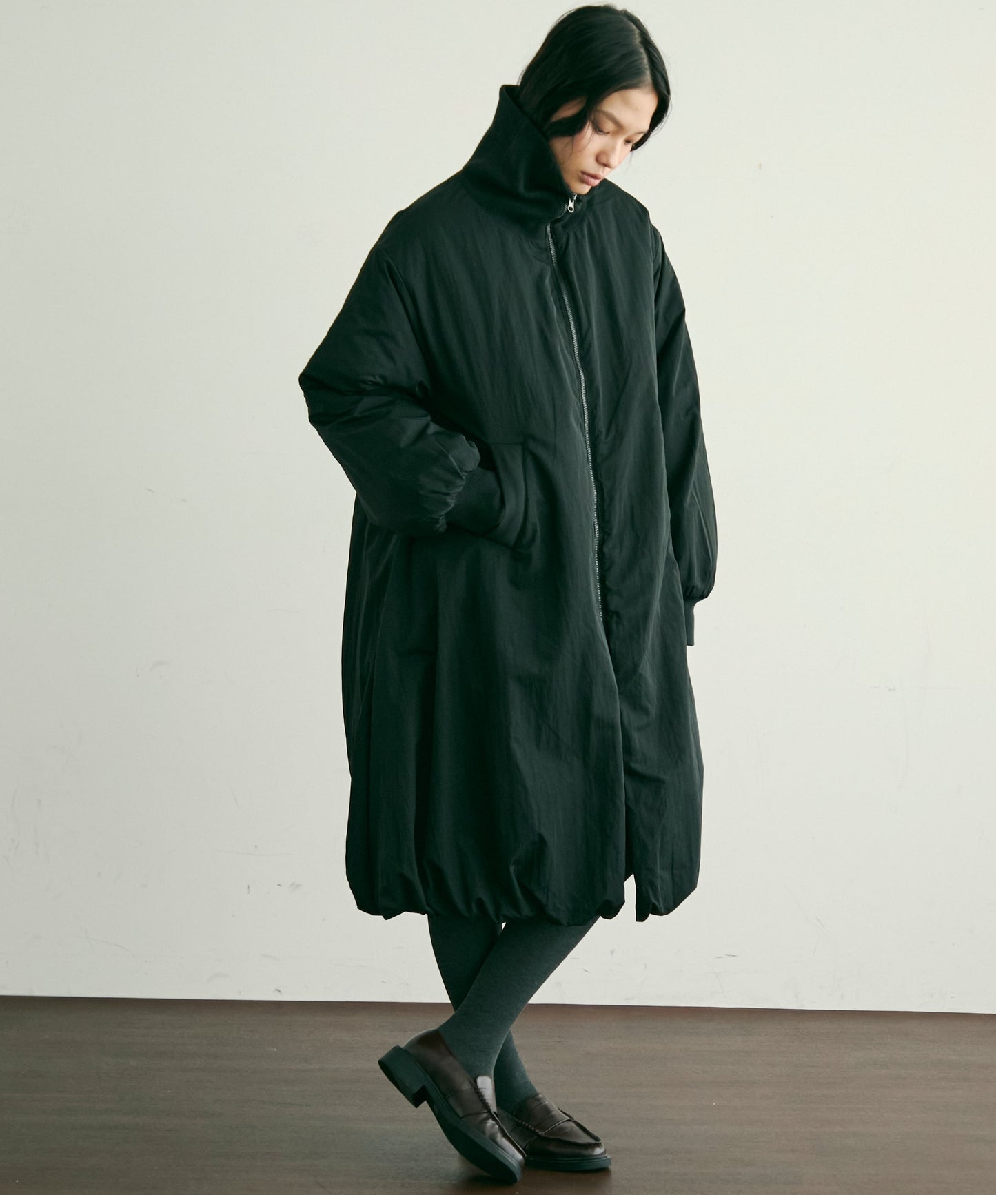 T/Nタフタ中わたバルーンリブコート