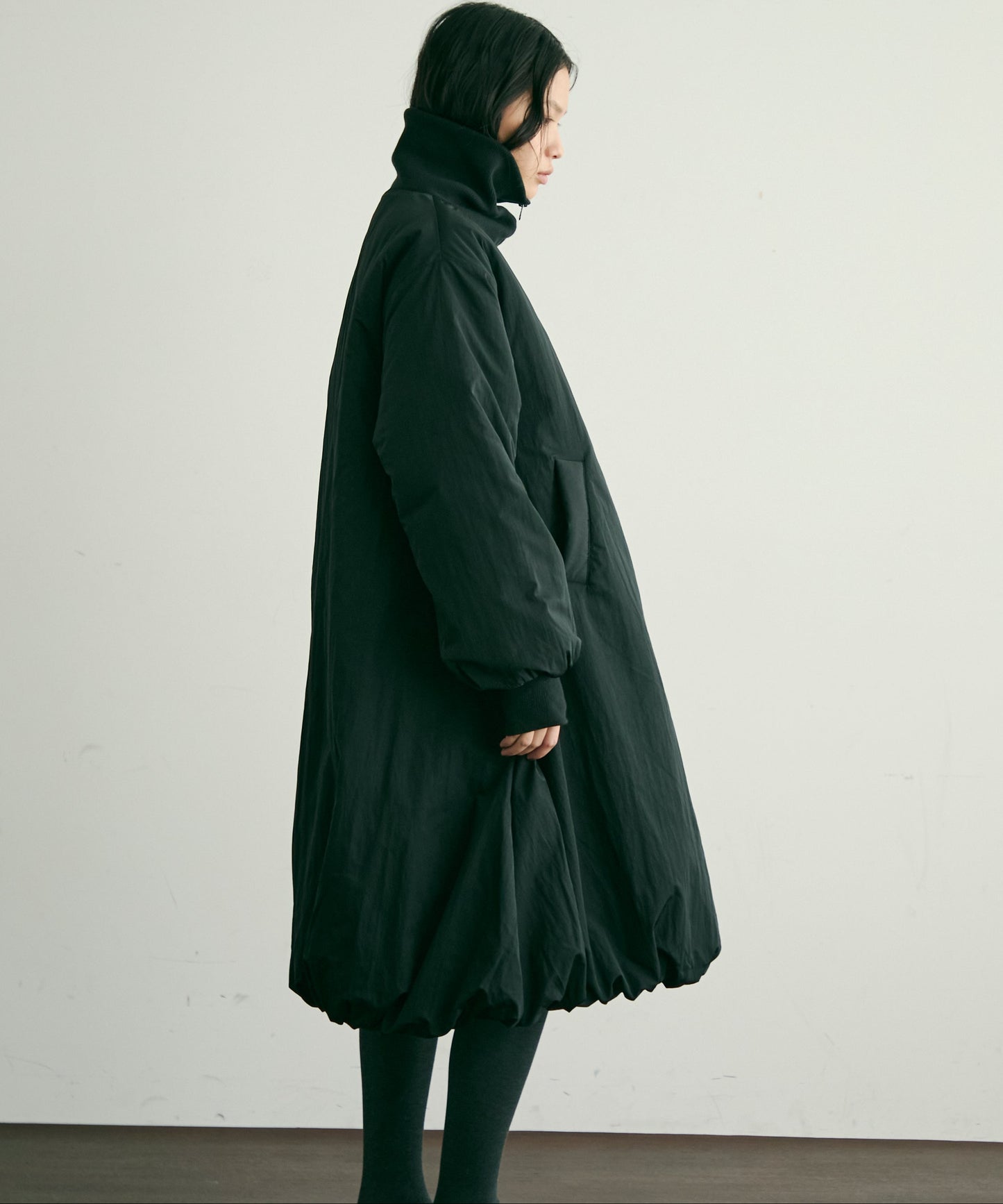 T/Nタフタ中わたバルーンリブコート