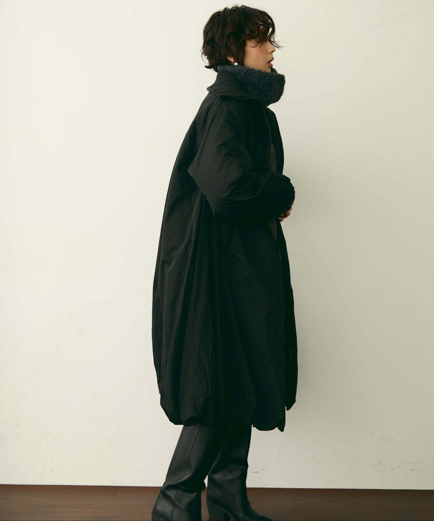 T/Nタフタ中わたバルーンリブコート