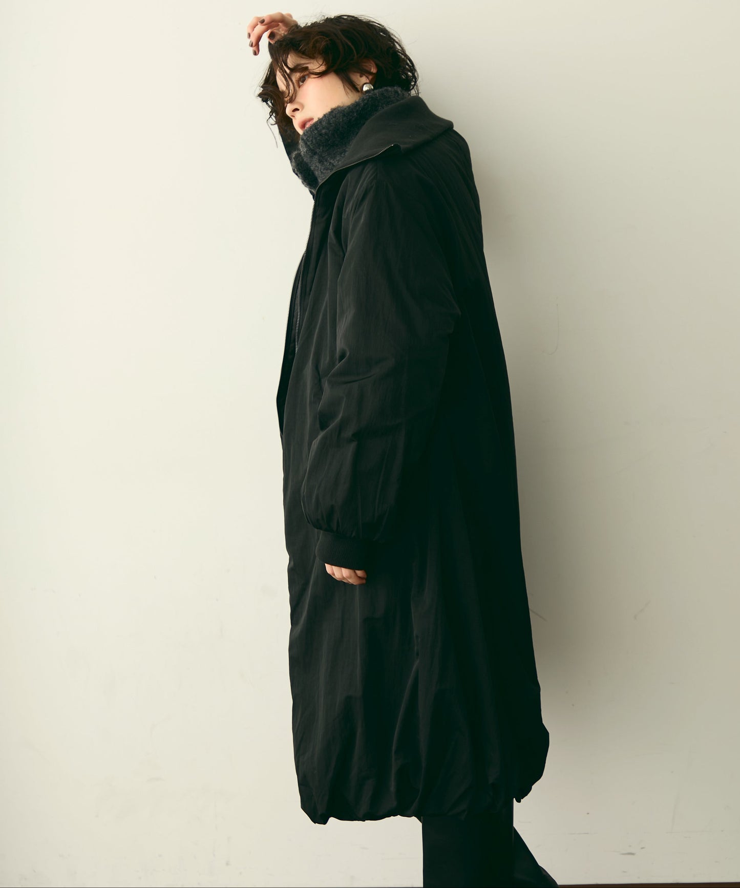 T/Nタフタ中わたバルーンリブコート