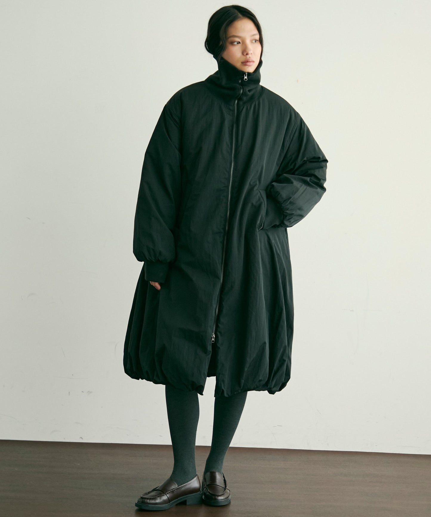 T/Nタフタ中わたバルーンリブコート