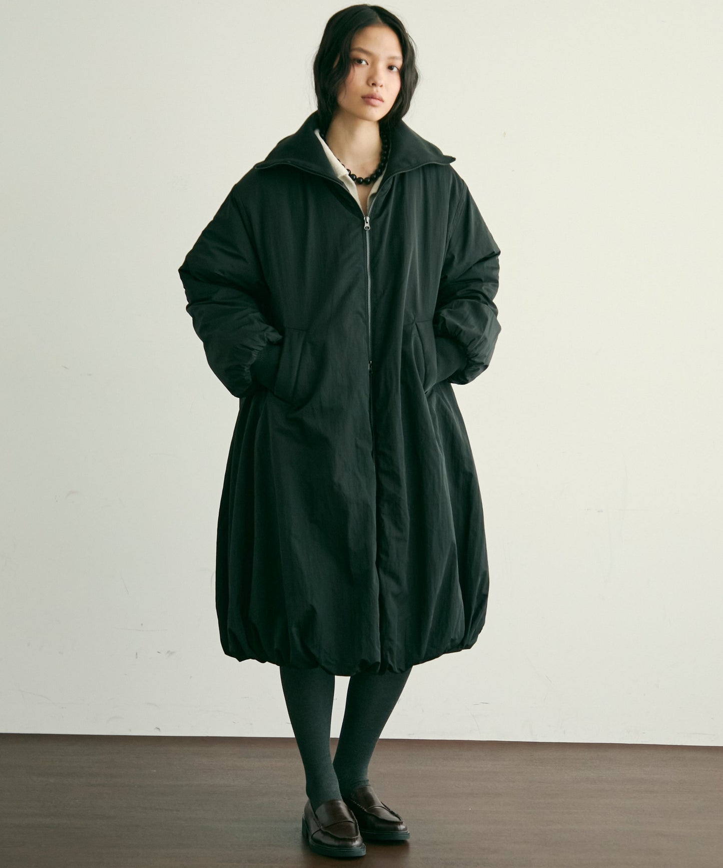 T/Nタフタ中わたバルーンリブコート