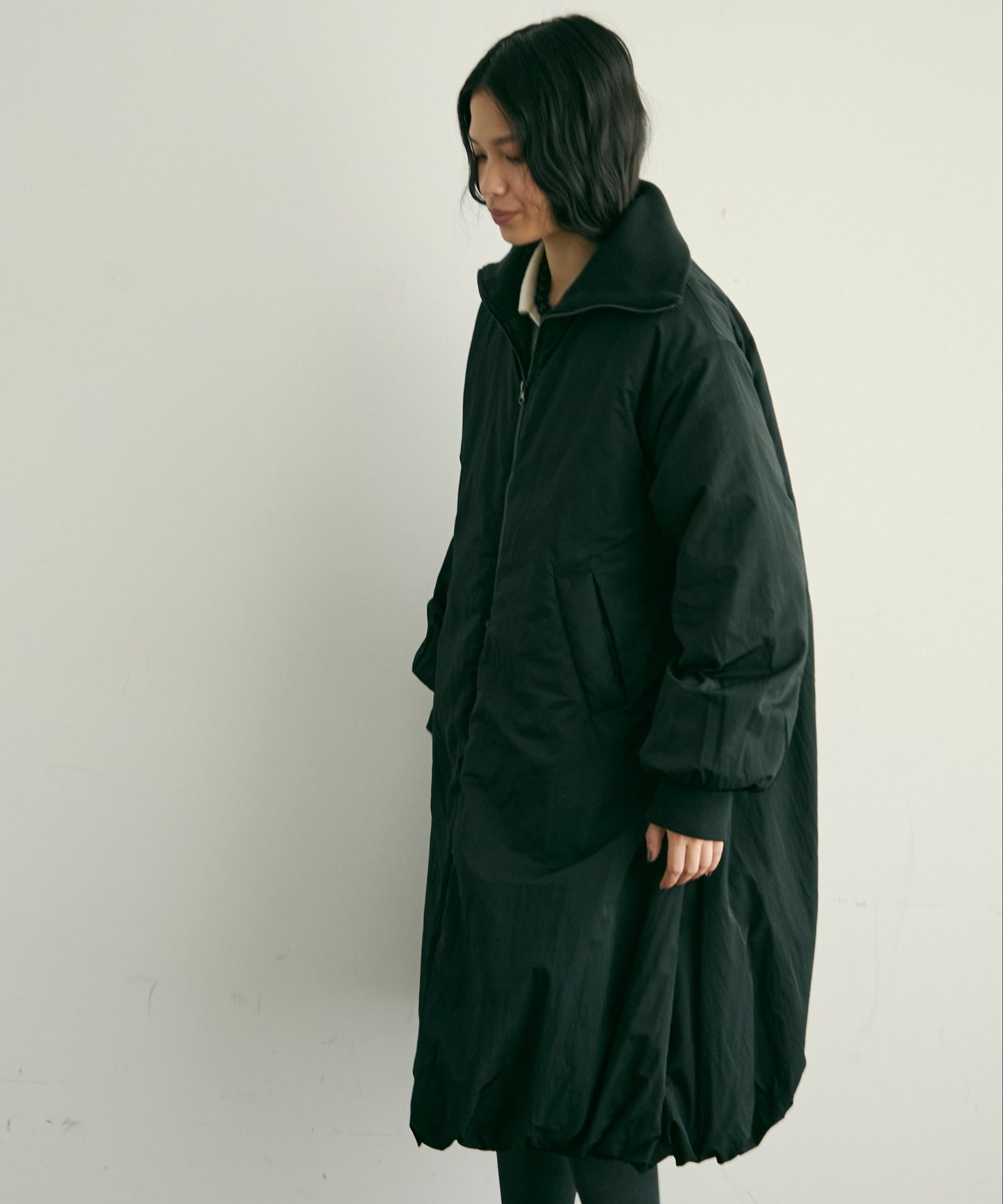 T/Nタフタ中わたバルーンリブコート