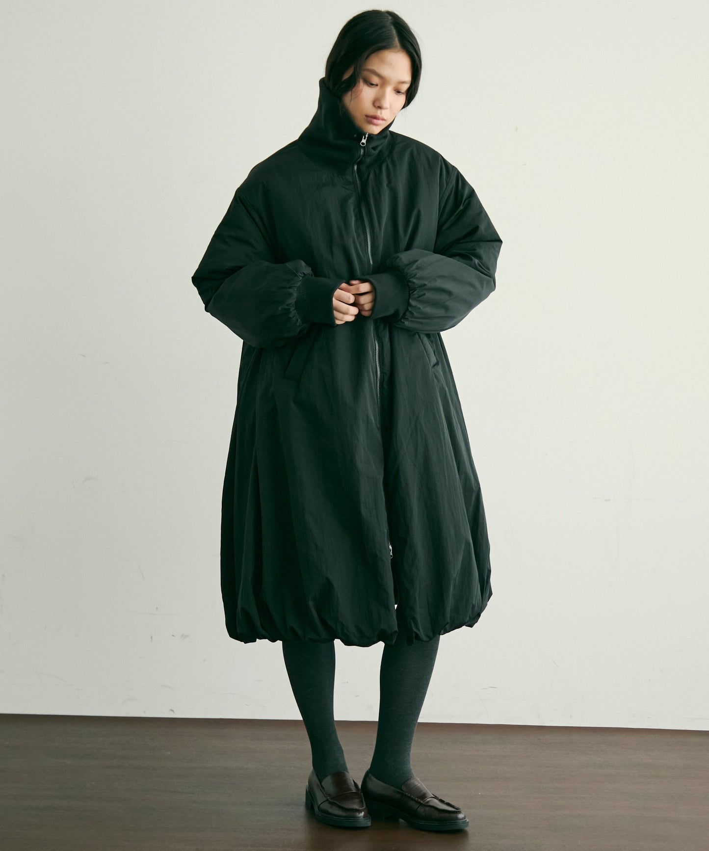 T/Nタフタ中わたバルーンリブコート