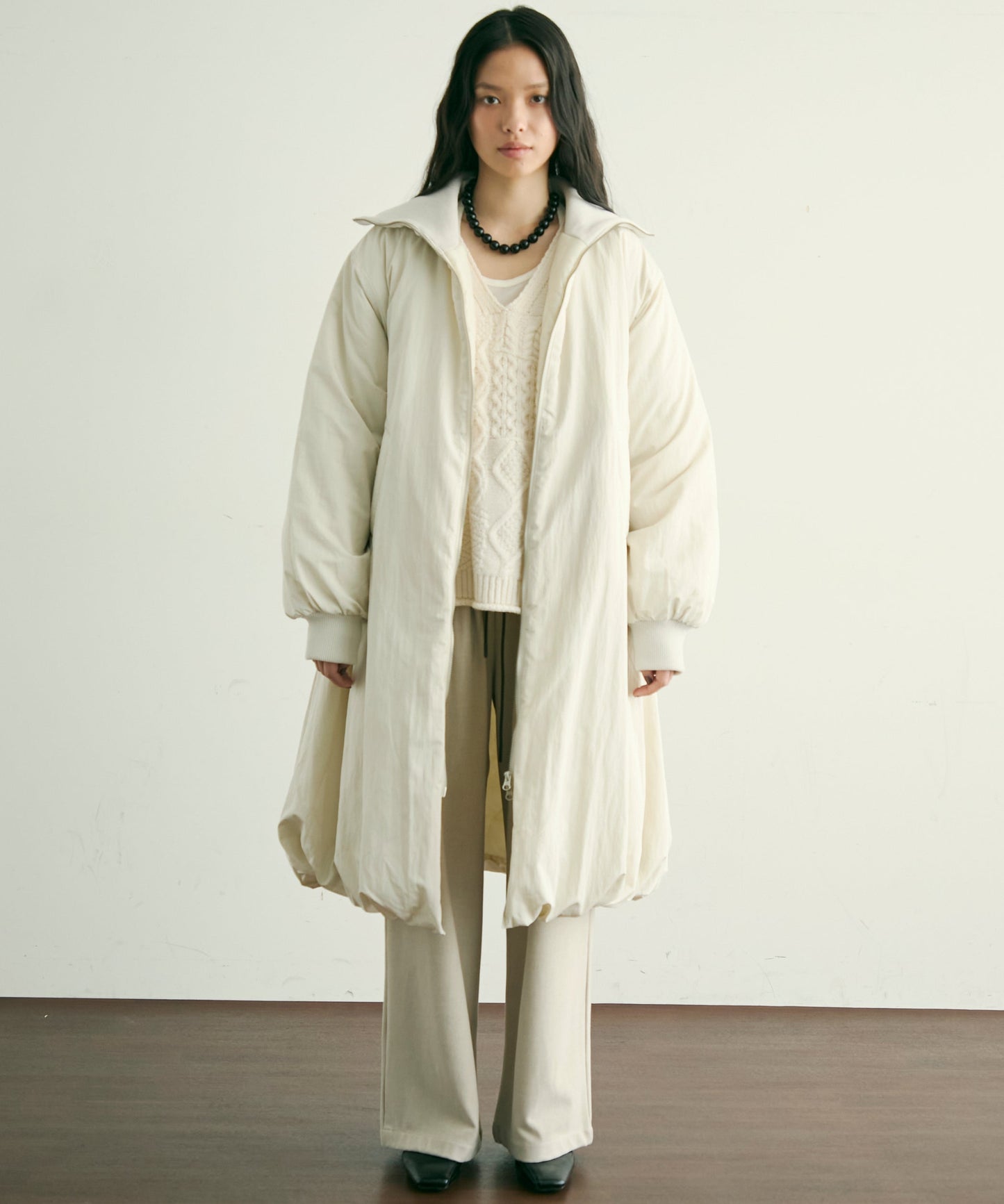 T/Nタフタ中わたバルーンリブコート