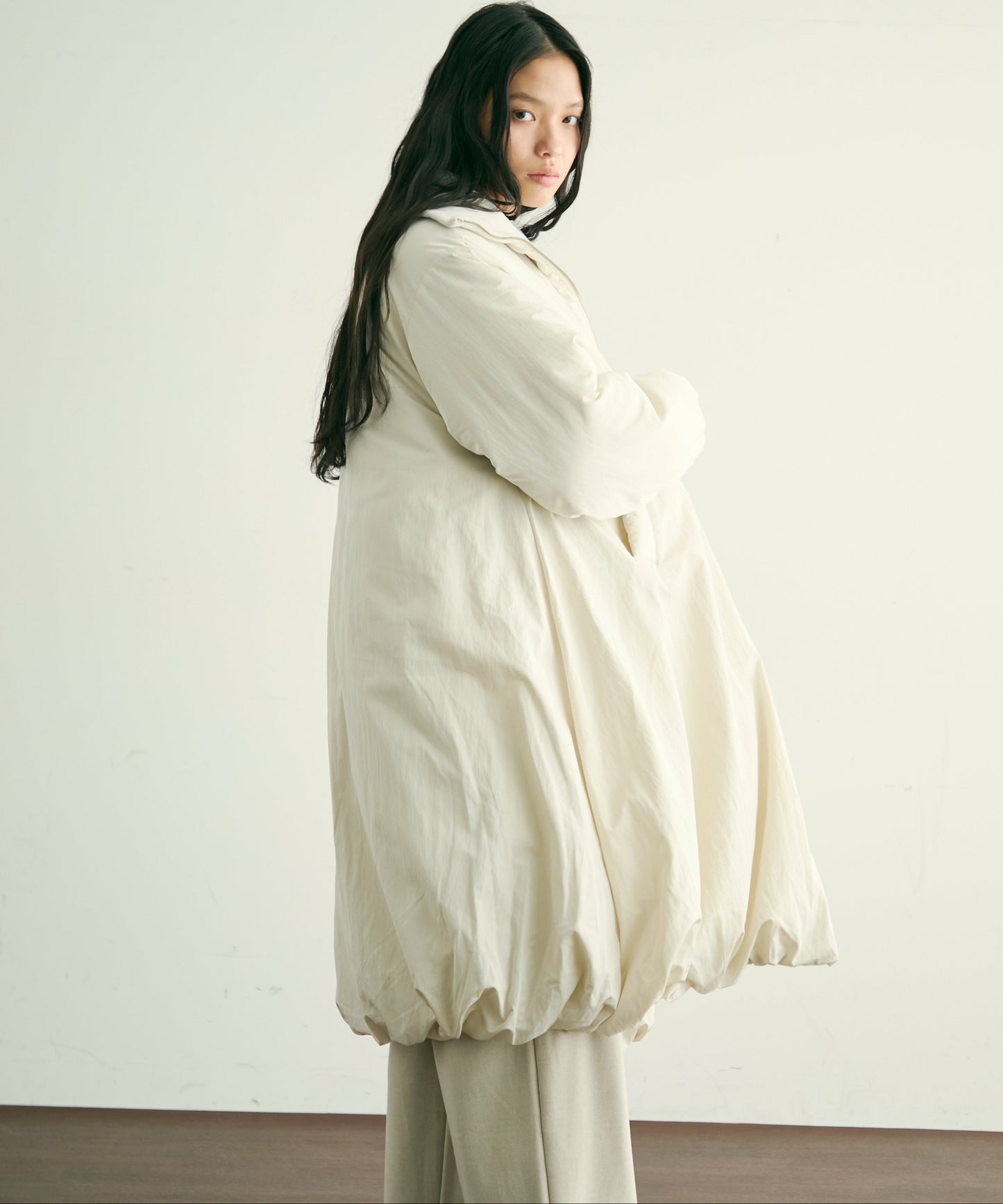 T/Nタフタ中わたバルーンリブコート