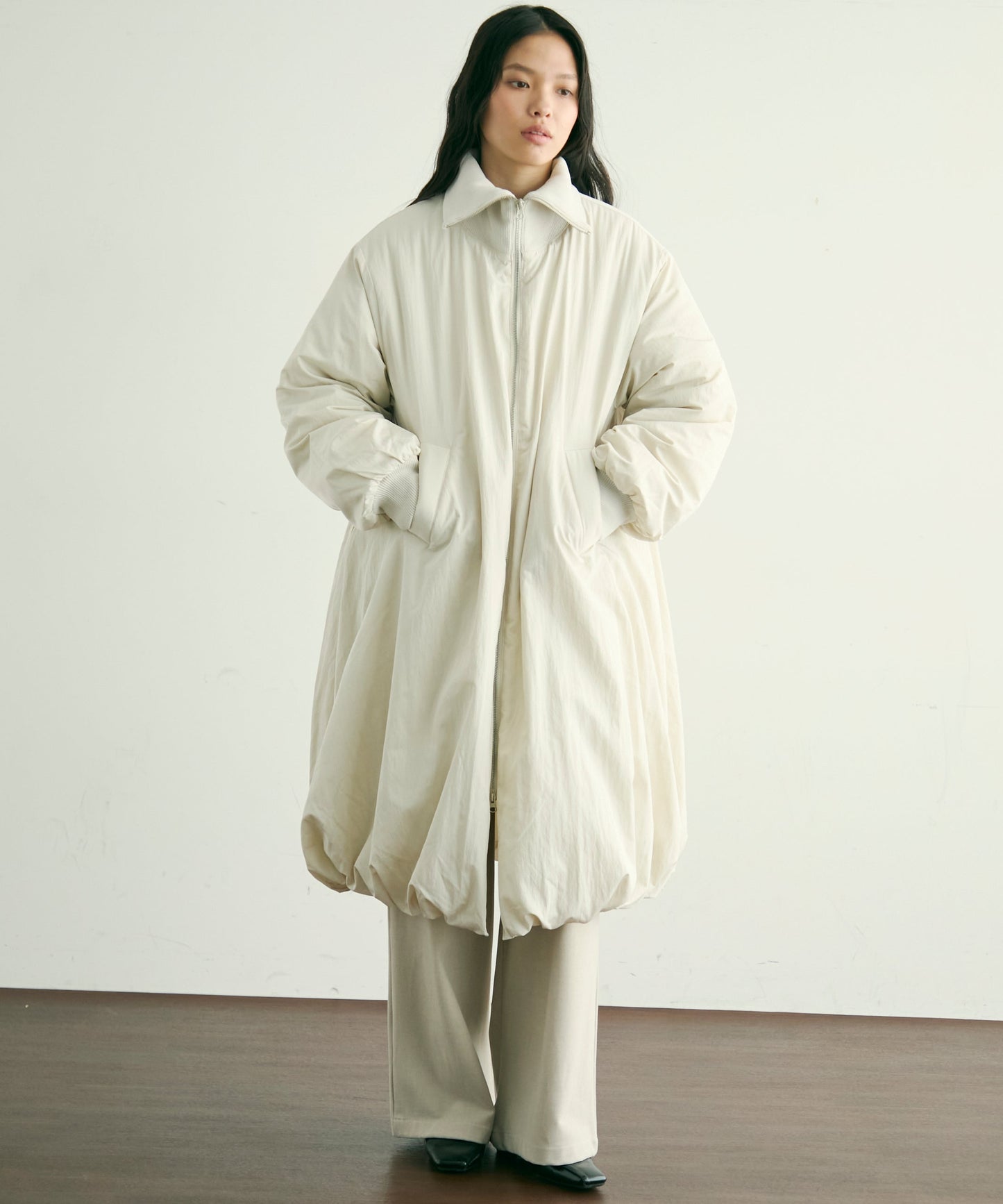 T/Nタフタ中わたバルーンリブコート