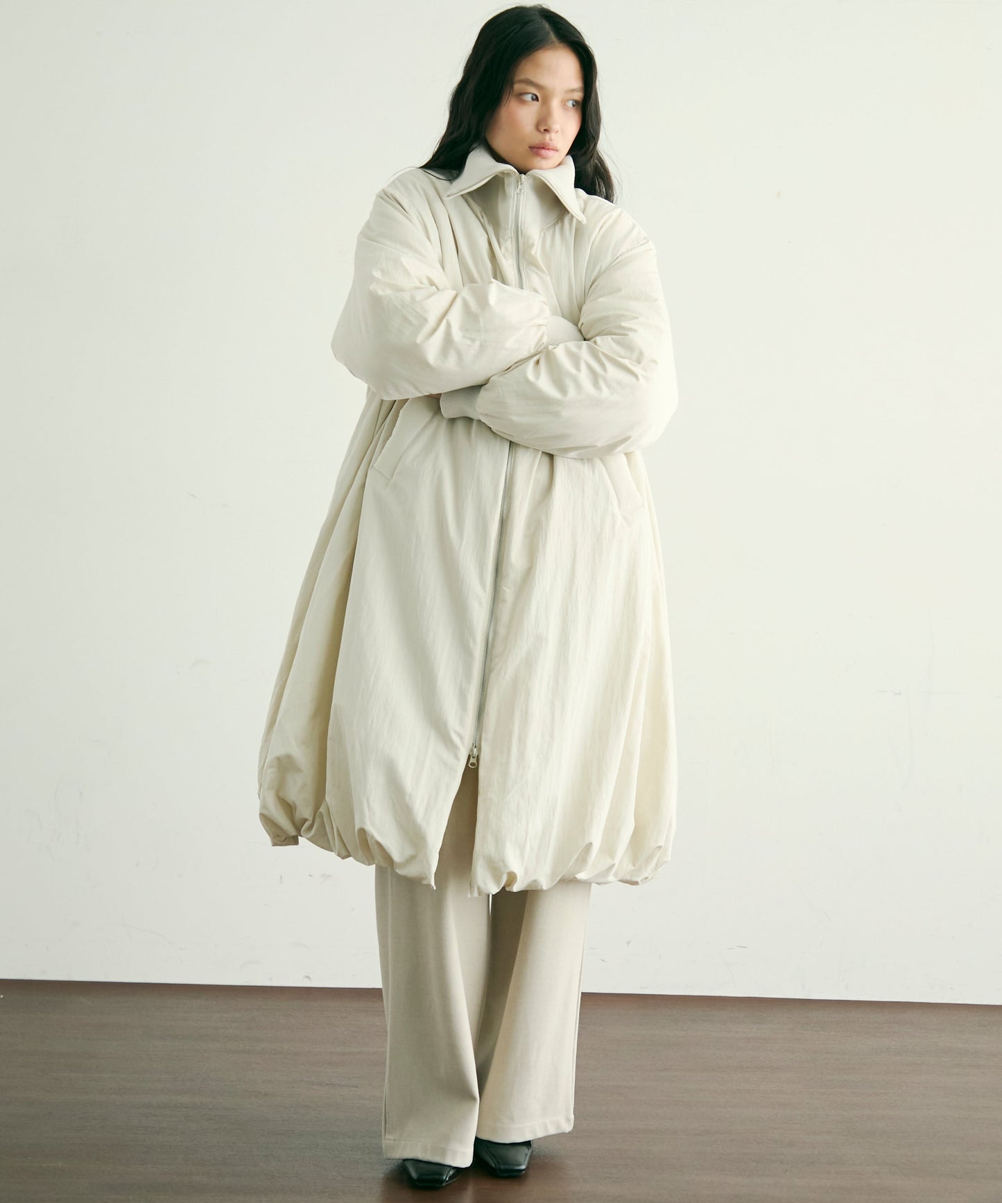 T/Nタフタ中わたバルーンリブコート