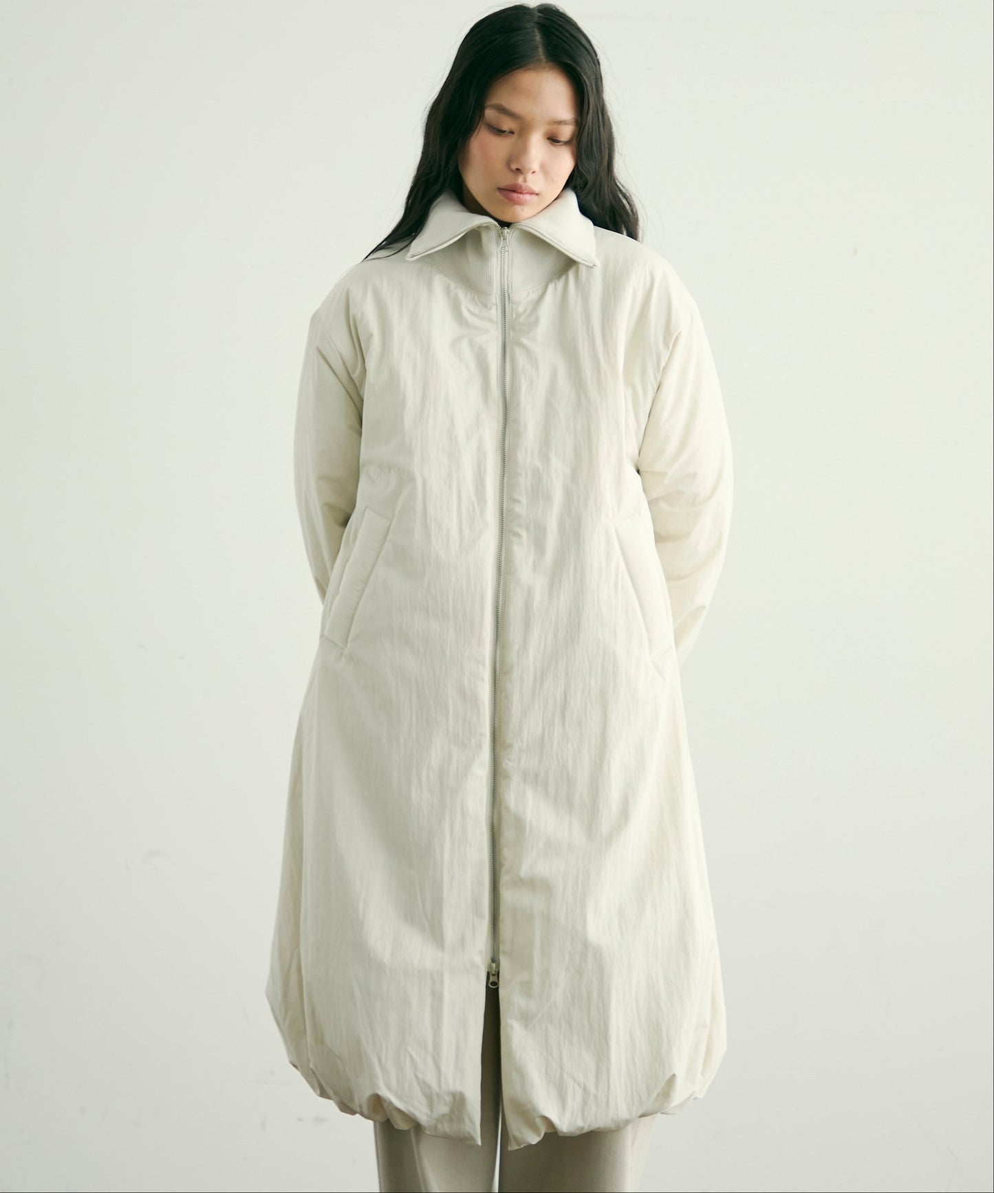 T/Nタフタ中わたバルーンリブコート