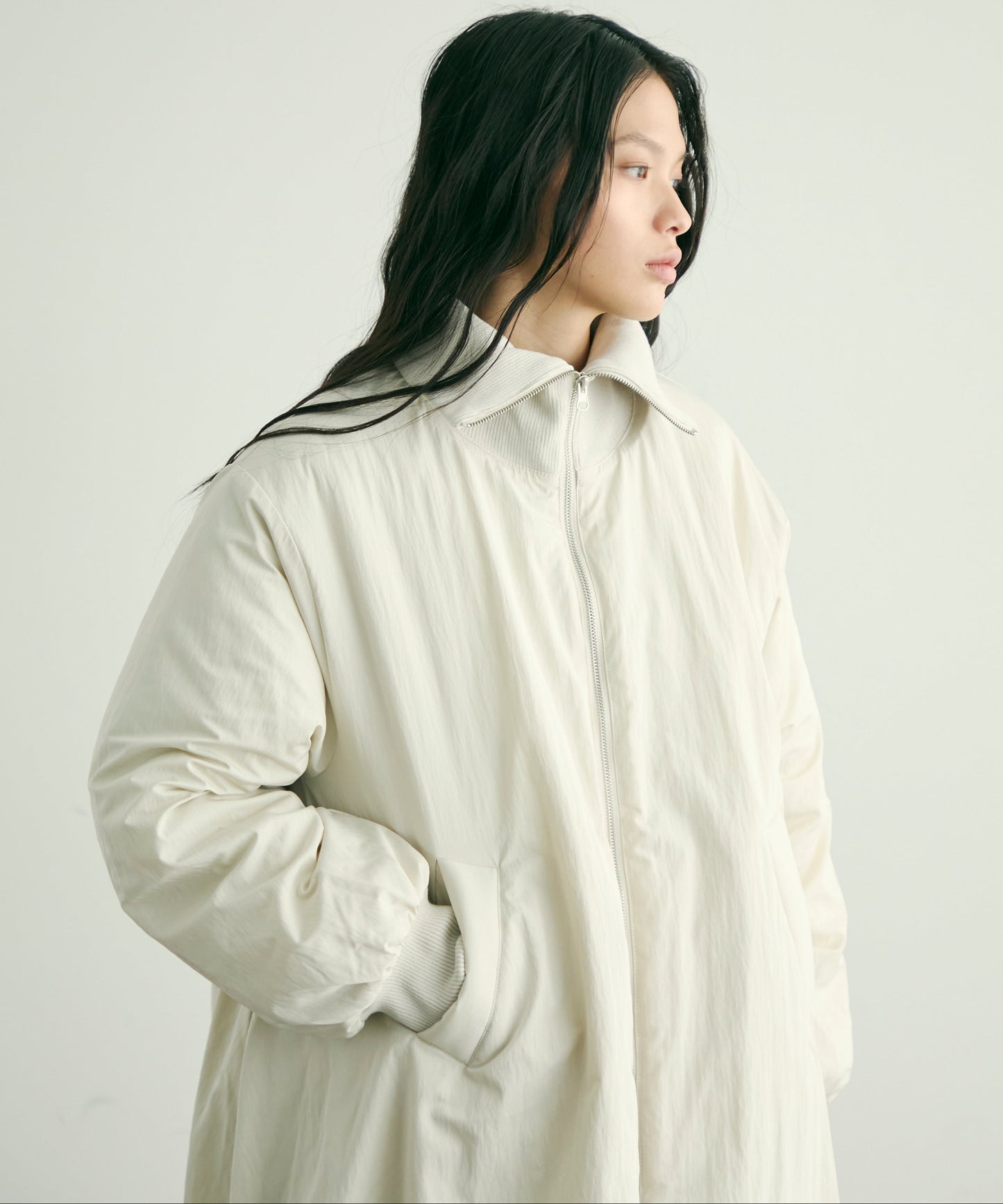 T/Nタフタ中わたバルーンリブコート