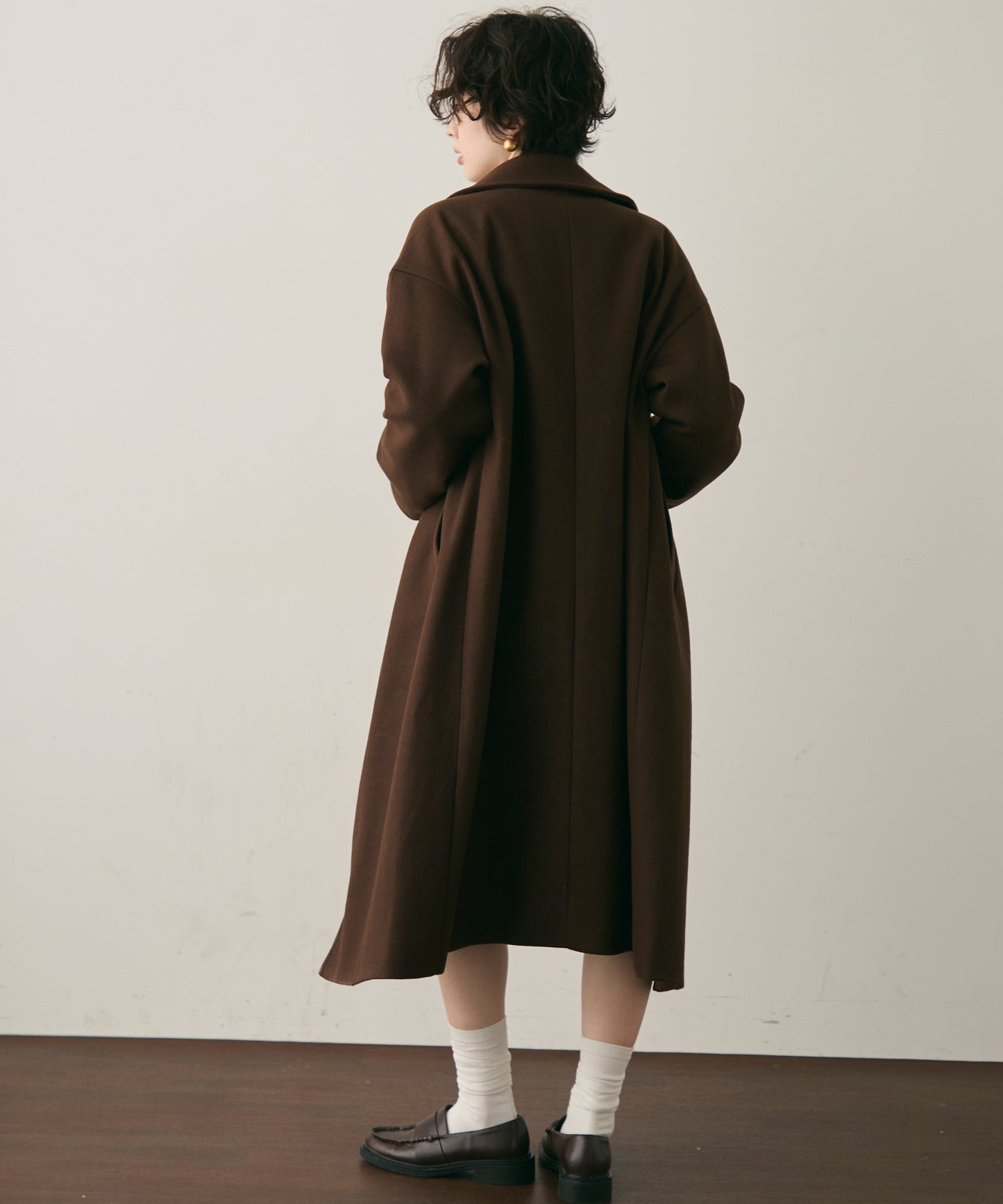 フェイクウールダブルロングコート