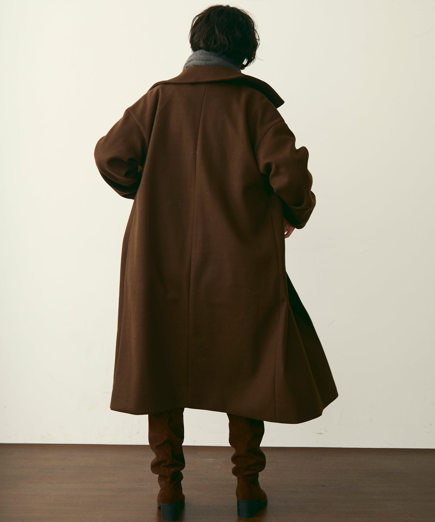 フェイクウールダブルロングコート