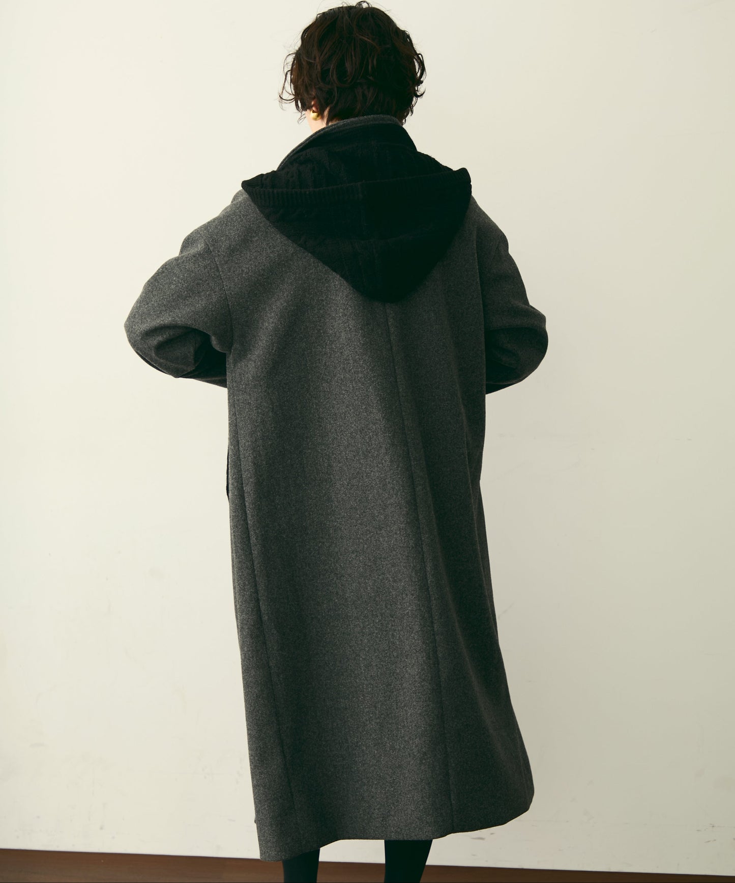 フェイクウールダブルロングコート