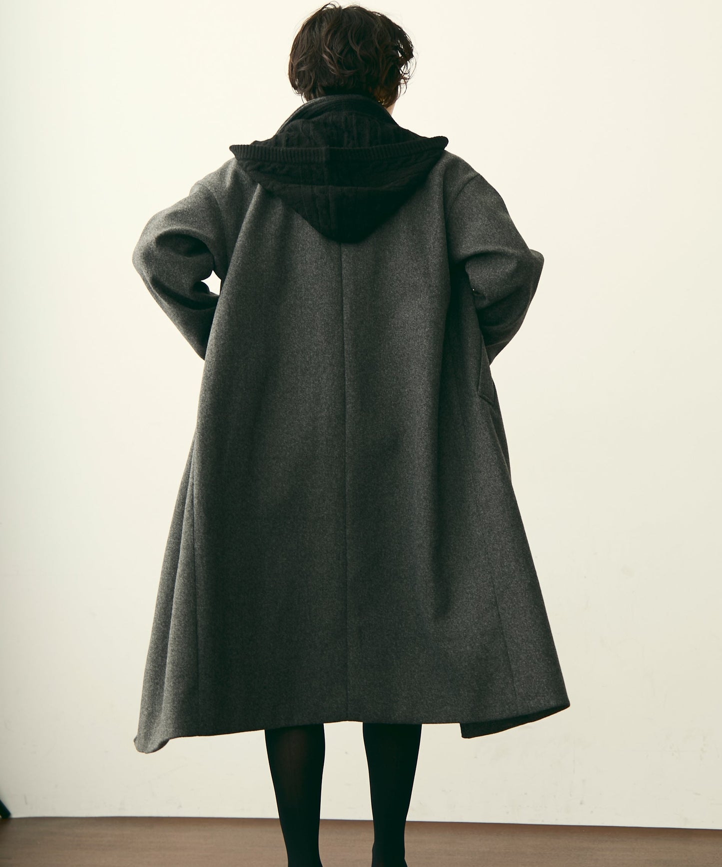 フェイクウールダブルロングコート