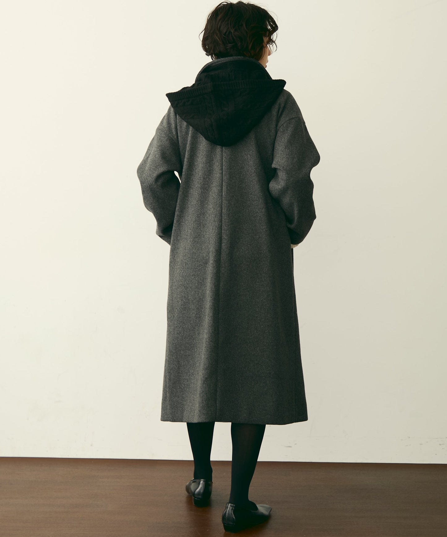 フェイクウールダブルロングコート