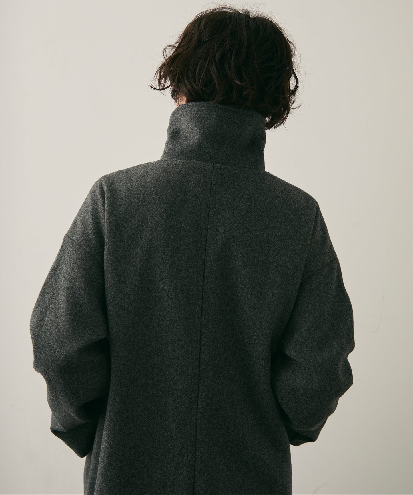 フェイクウールダブルロングコート