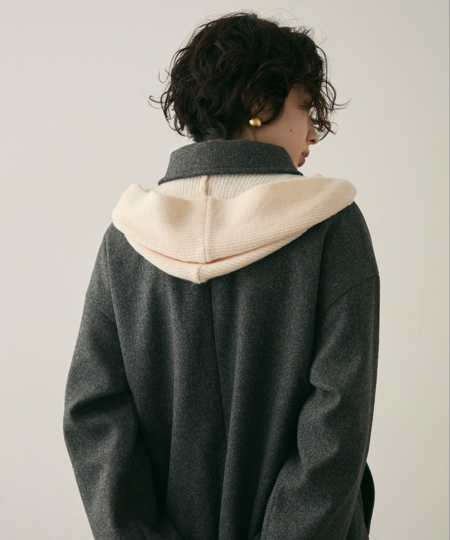 フェイクウールダブルロングコート