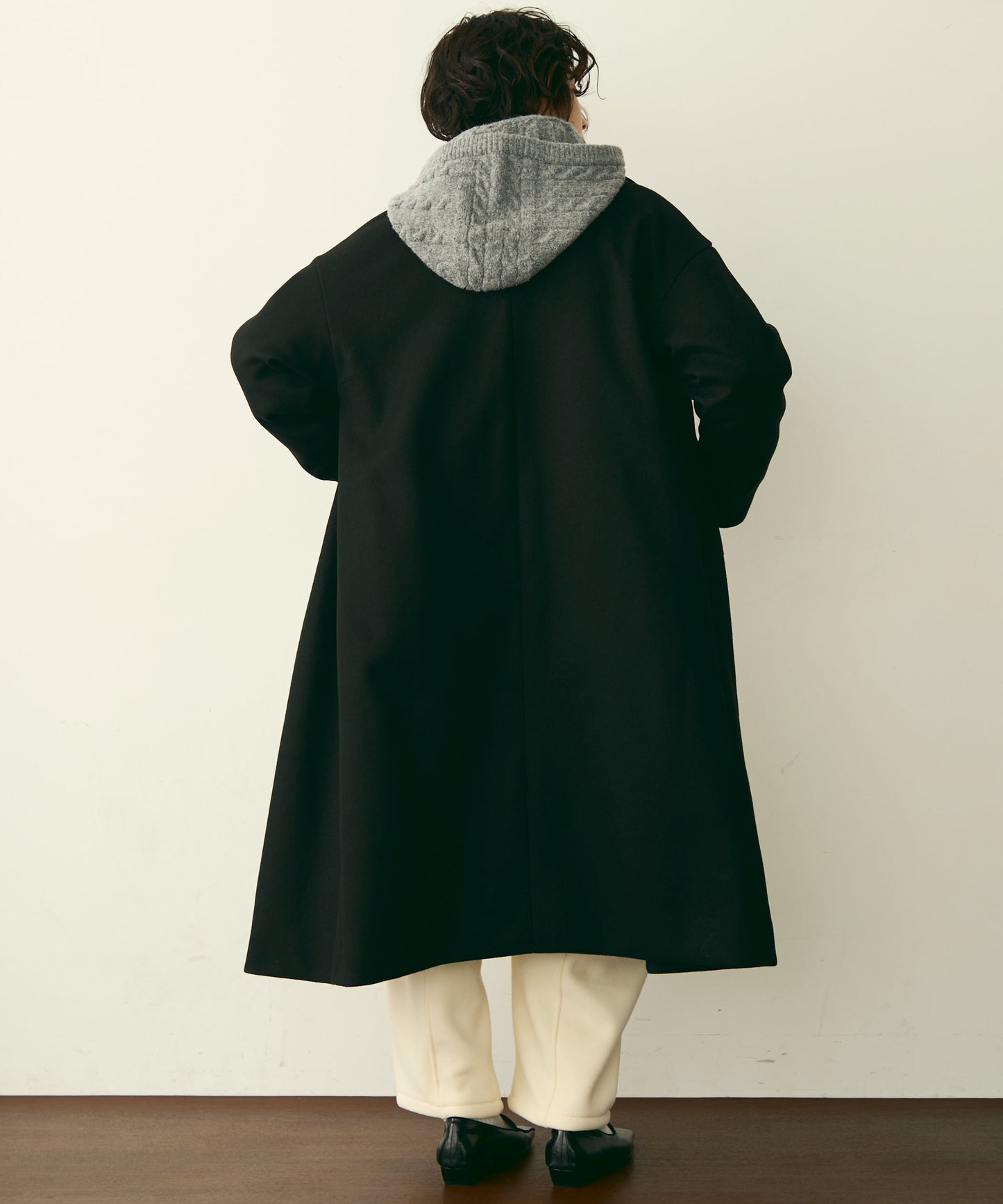 フェイクウールダブルロングコート