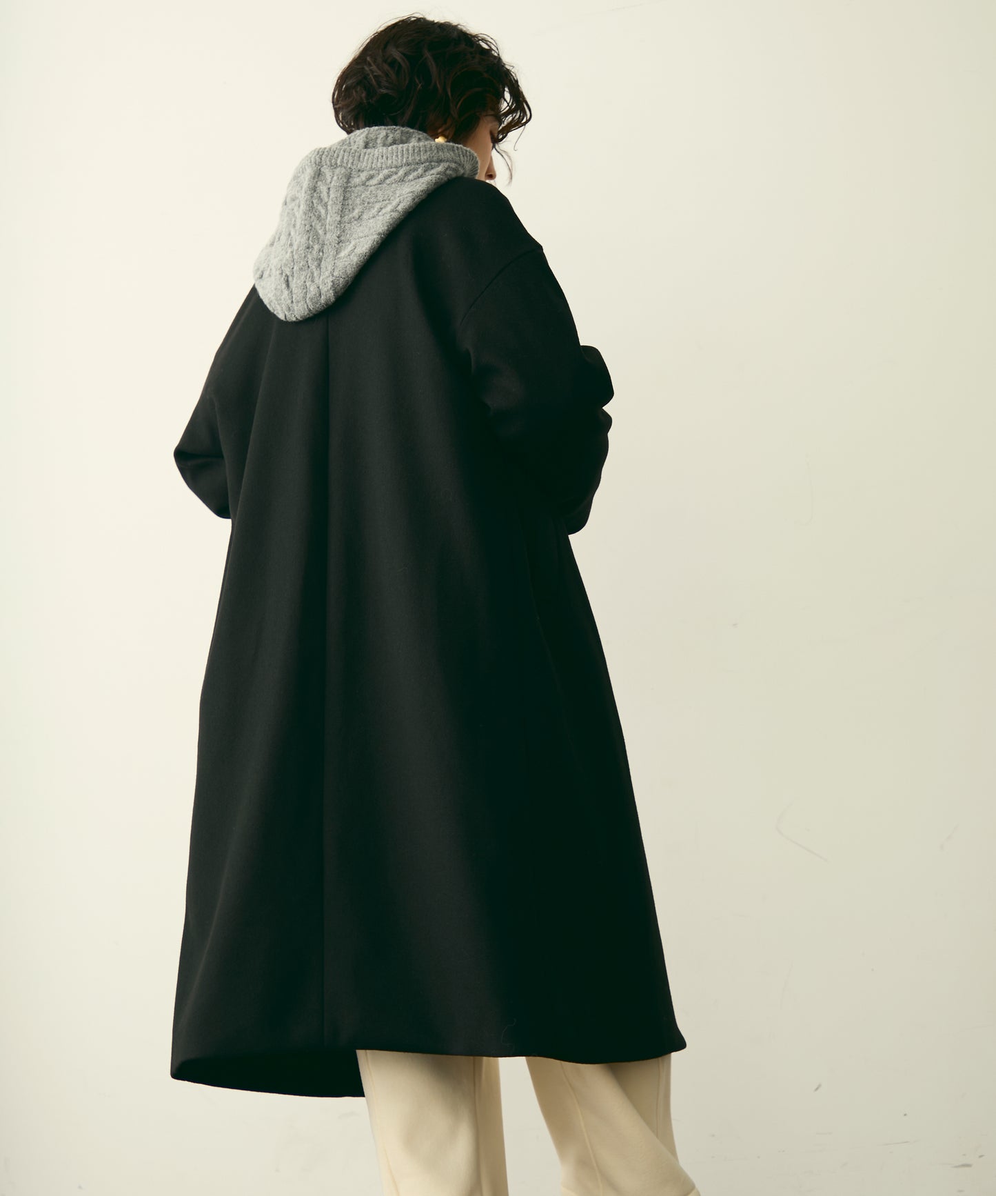 フェイクウールダブルロングコート