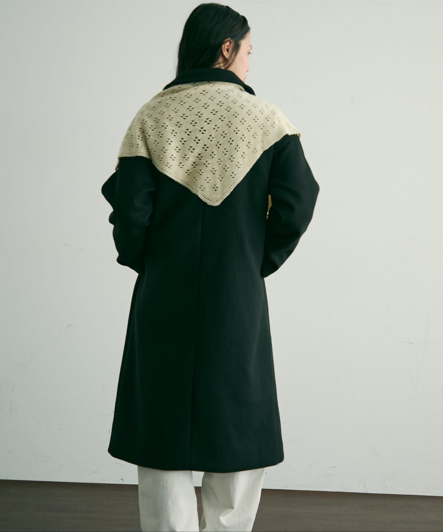 フェイクウールダブルロングコート