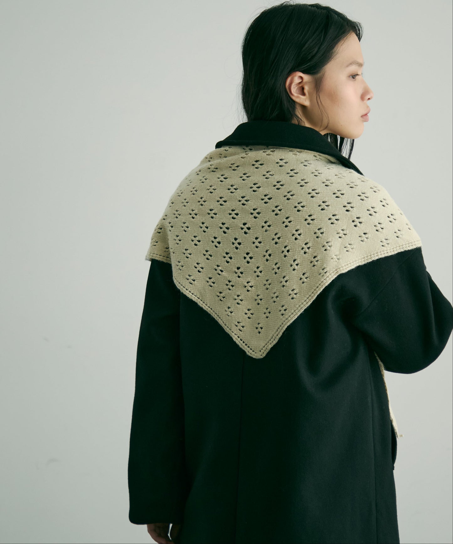 フェイクウールダブルロングコート